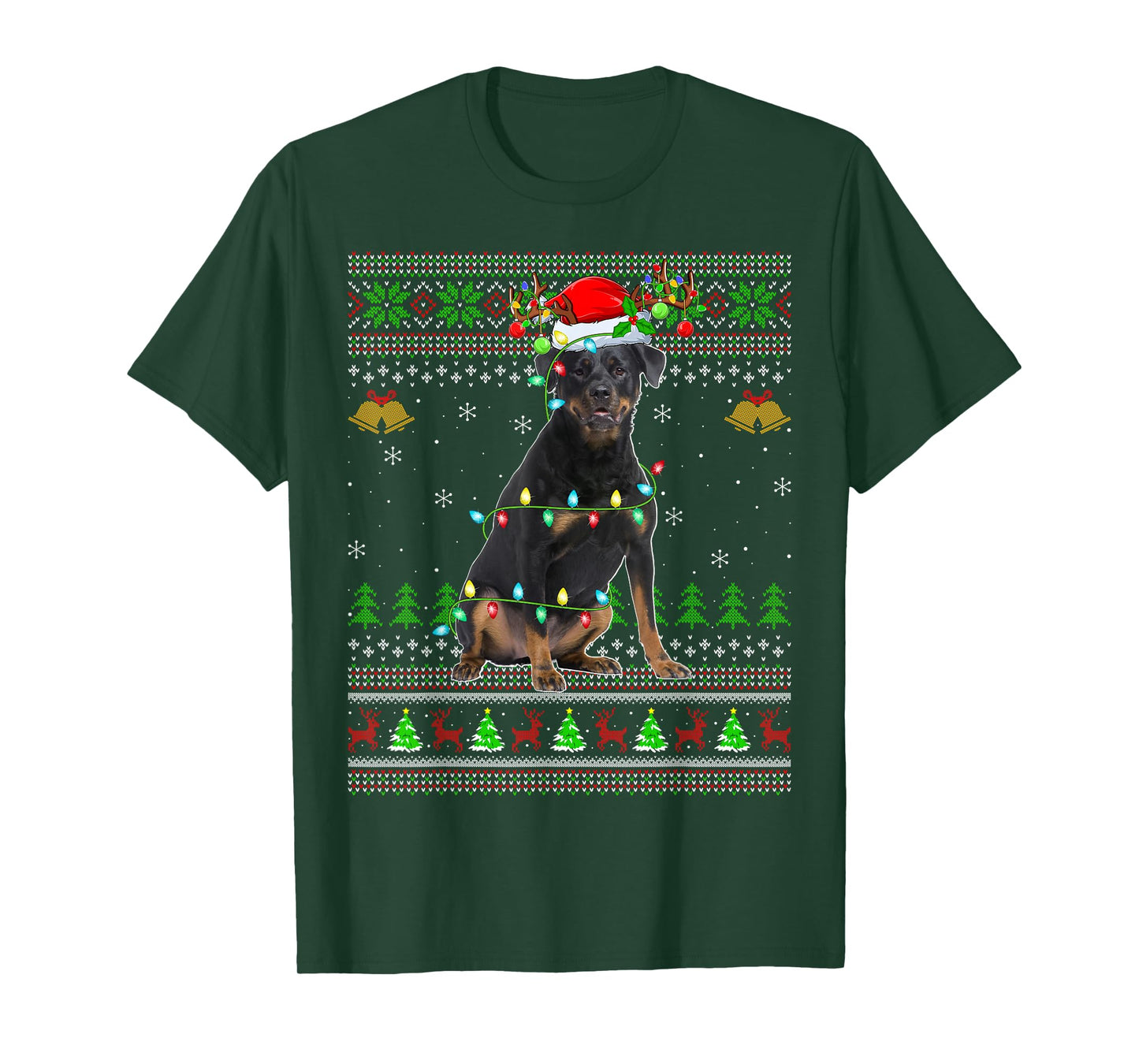 Rottweiler Dog Ugly Christmas Sweaters Holiday Santa Xmas T-Shirt
