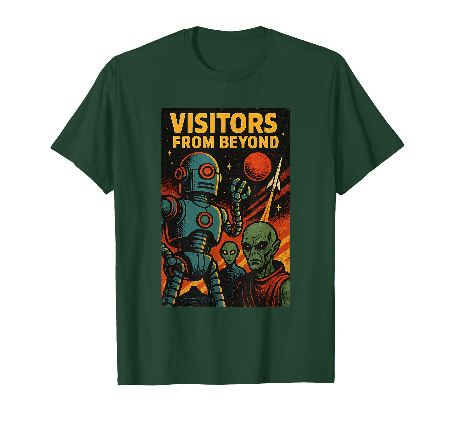 Vintage Sci-Fi Alien Robot Movie Poster Visitors From Beyond T-Shirt