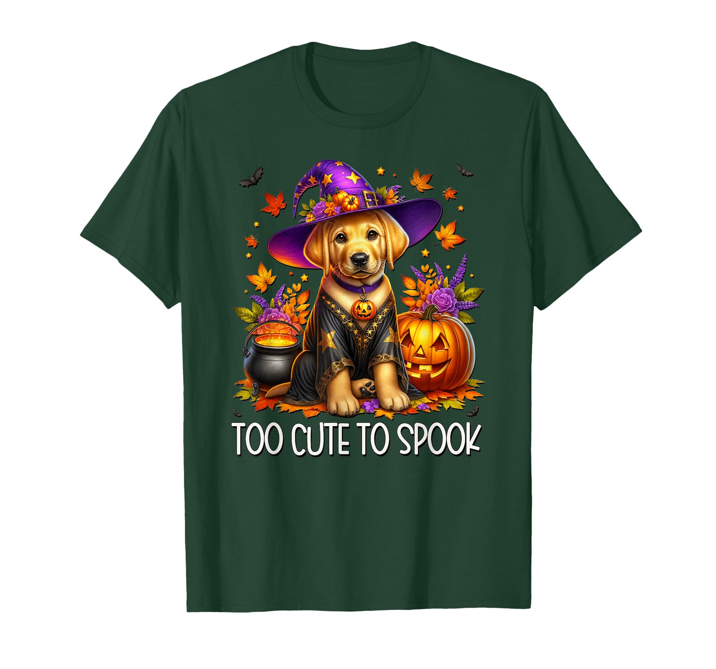 Cute Halloween Golden Retriever Puppy is Too Cute to Spook T-Shirt