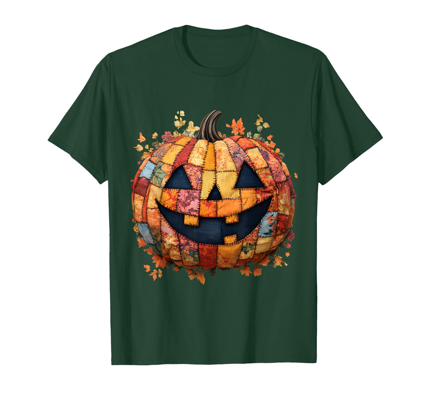 Patchwork Pumpkin Cute Rustic Fall Autumn Design T-Shirt