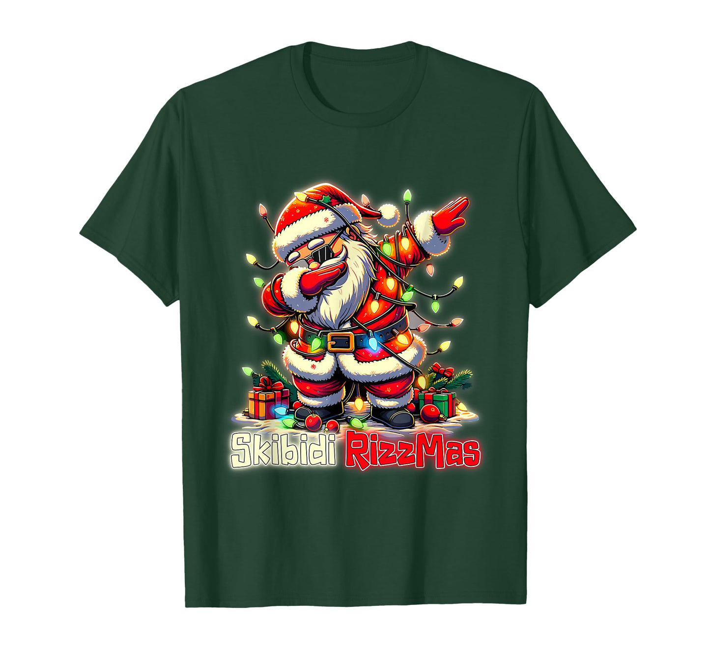 Funny Rizz Santa Claus Dabbing Christmas Skibidi Rizzmas T-Shirt