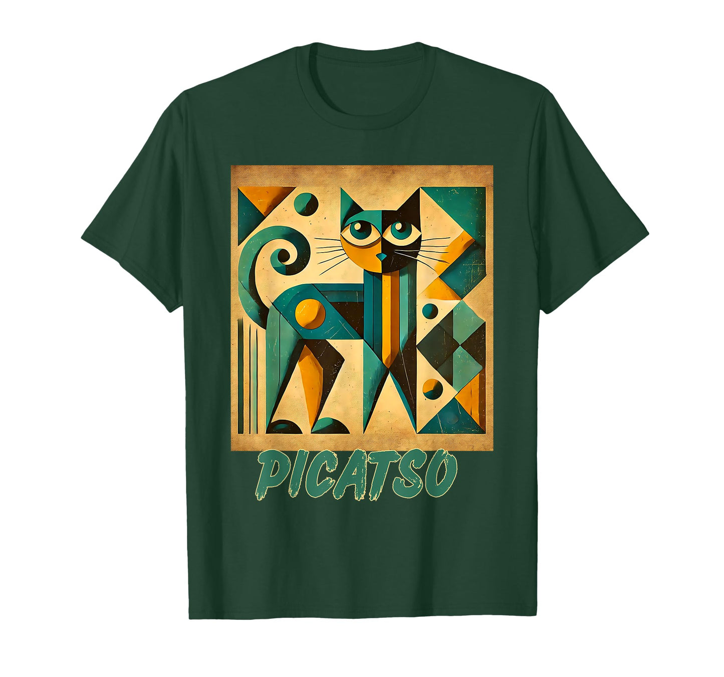 Picatso Cat – Vintage Cubist Art-Inspired Design T-Shirt
