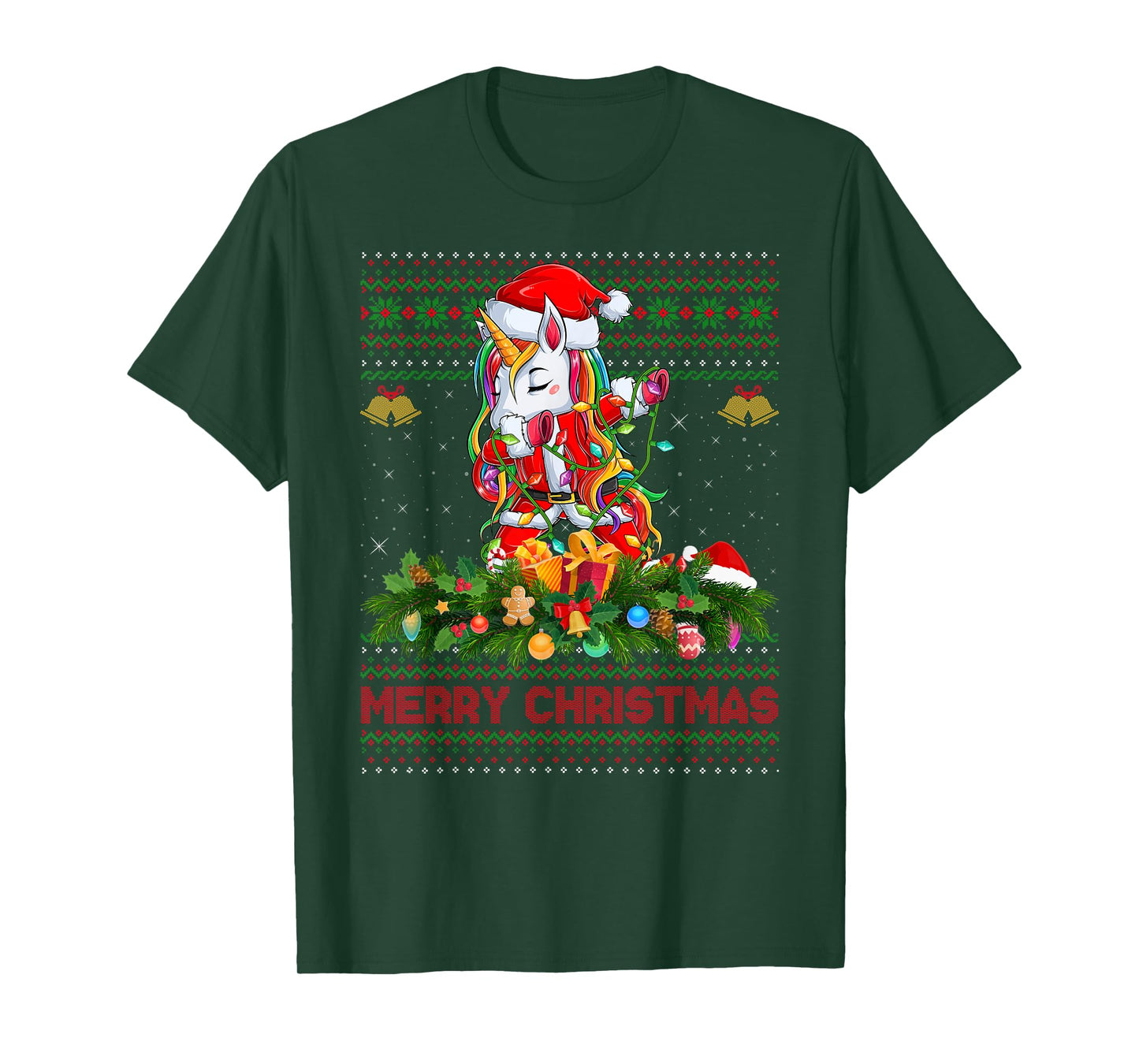 Dabbing Unicorn Ugly Christmas Sweaters Funny Unicorn Xmas T-Shirt