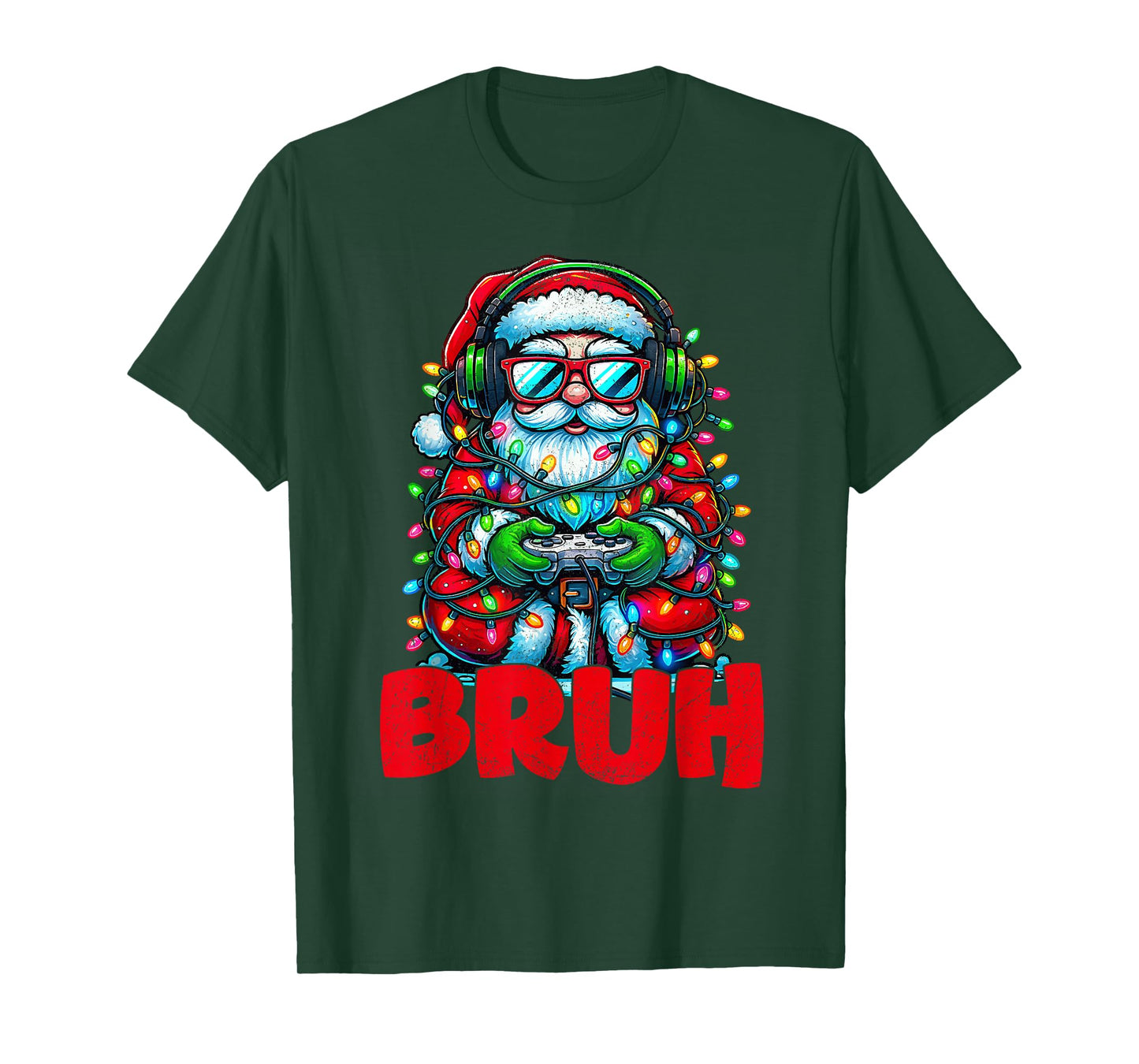 Bruh Christmas Santa Claus Gamer Video Game Xmas Pajamas T-Shirt