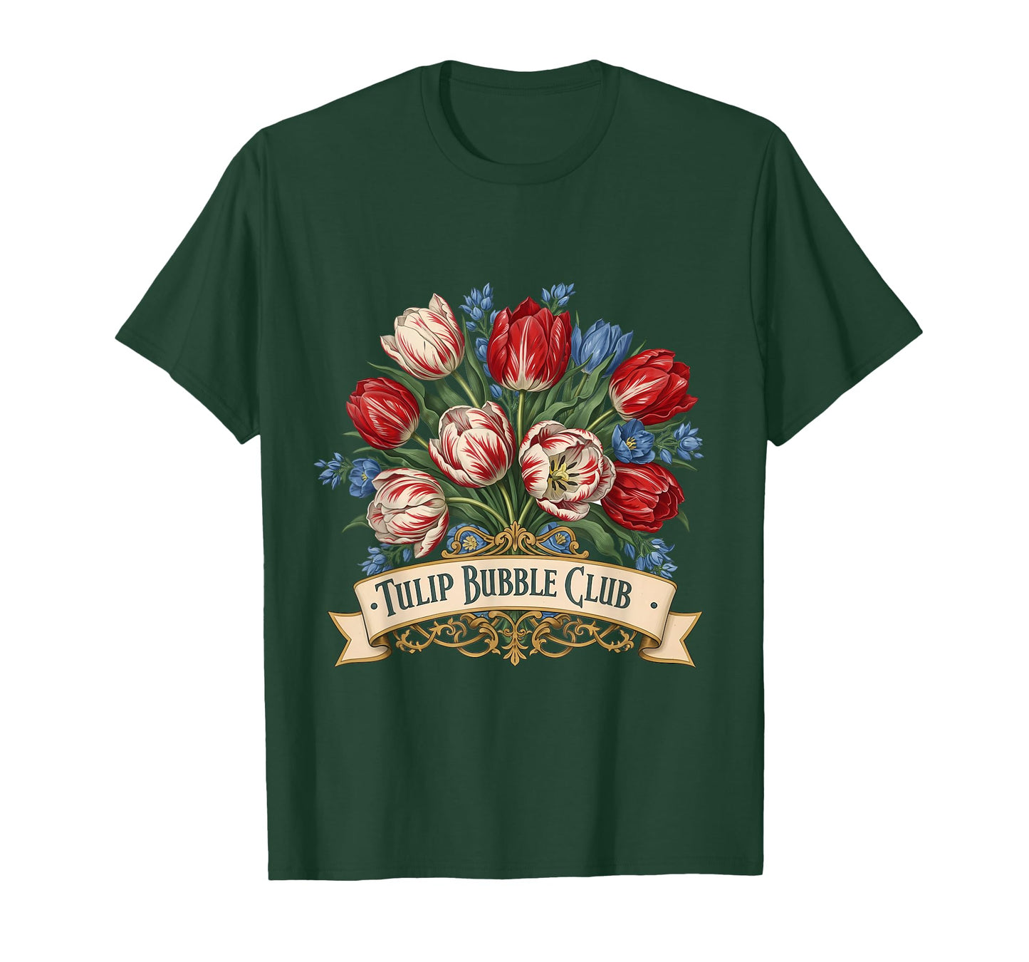 Tulip Mania 1637 Bubble Club Vintage Floral Bouquet T-Shirt