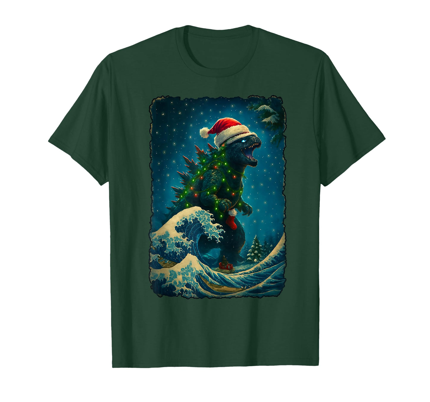 Vintage Kaiju Santa Christmas Monster Xmas Men Women T-Shirt