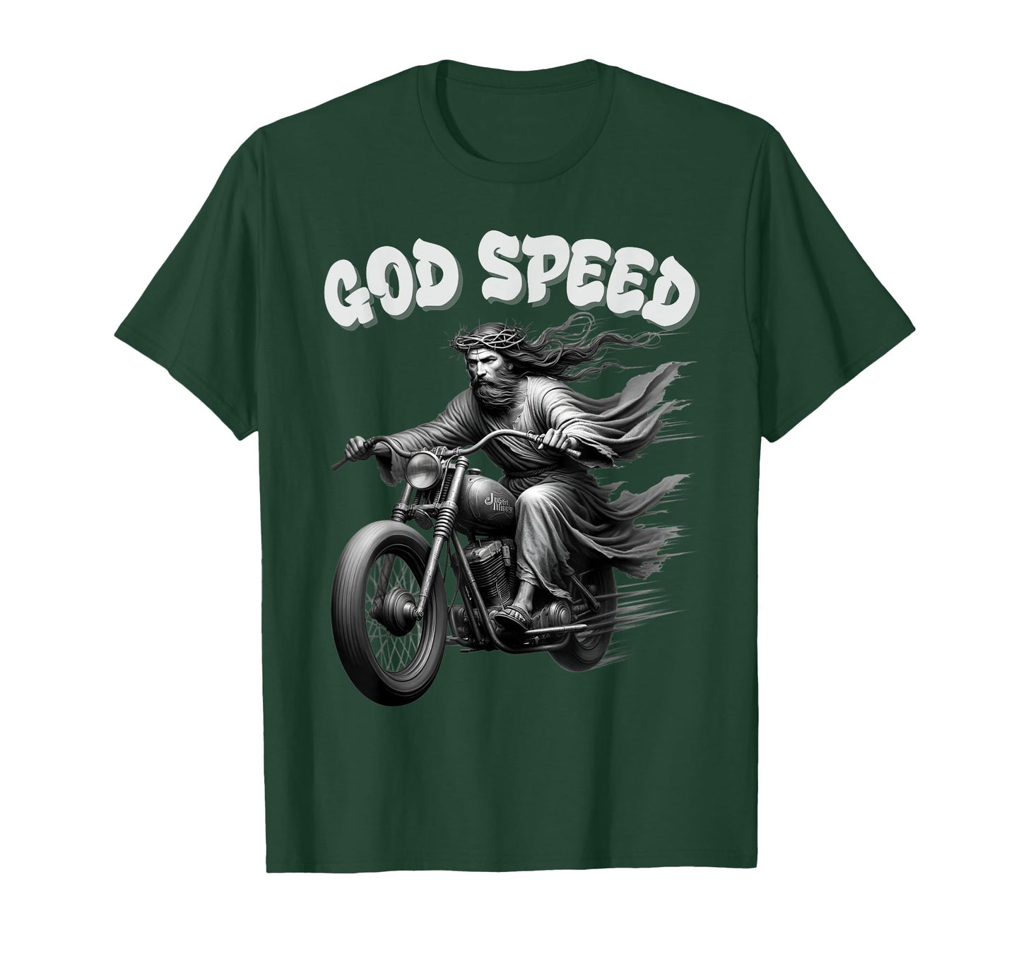 God speed Jesus on a Motorcycle Christian humour tee T-Shirt