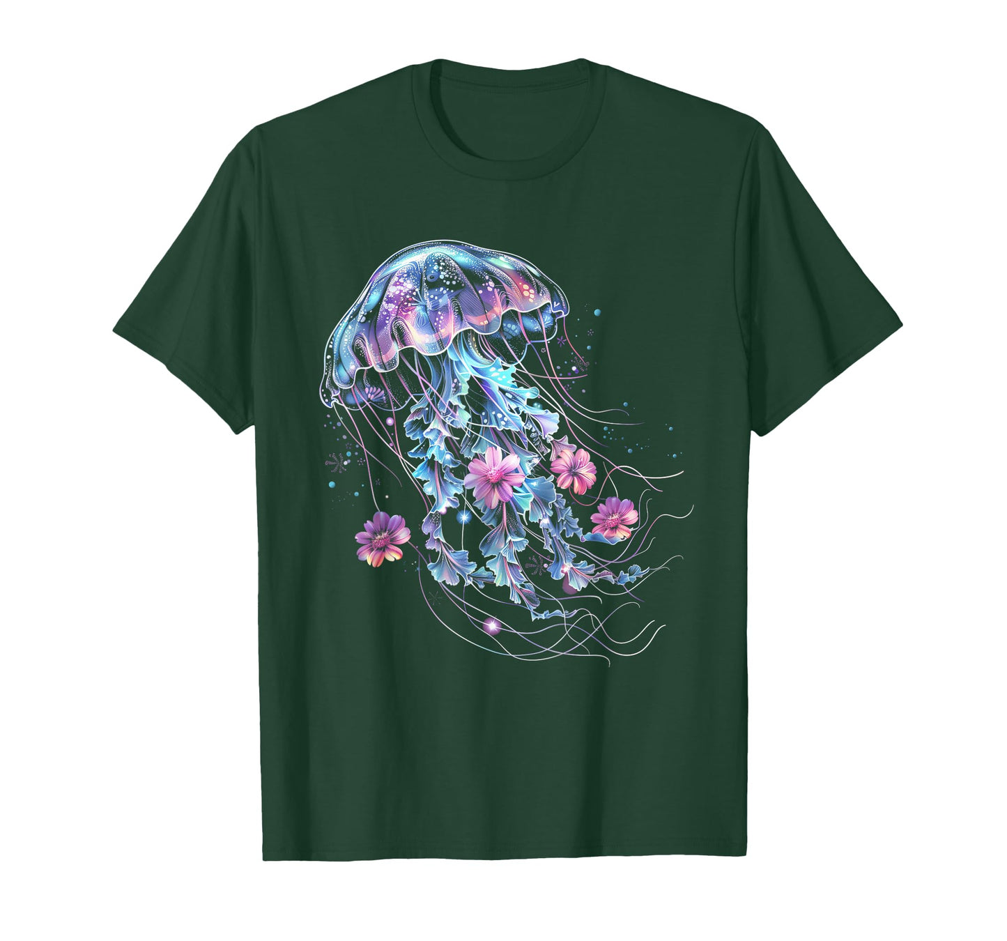 Jellyfish Flowers Vintage Floral Scuba Diving Surf T-Shirt
