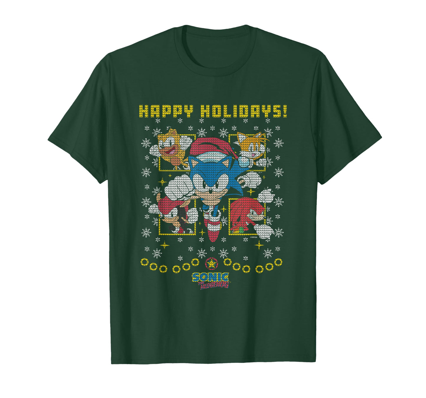 Sonic The Hedgehog Christmas Panels Vintage Ugly Sweater T-Shirt