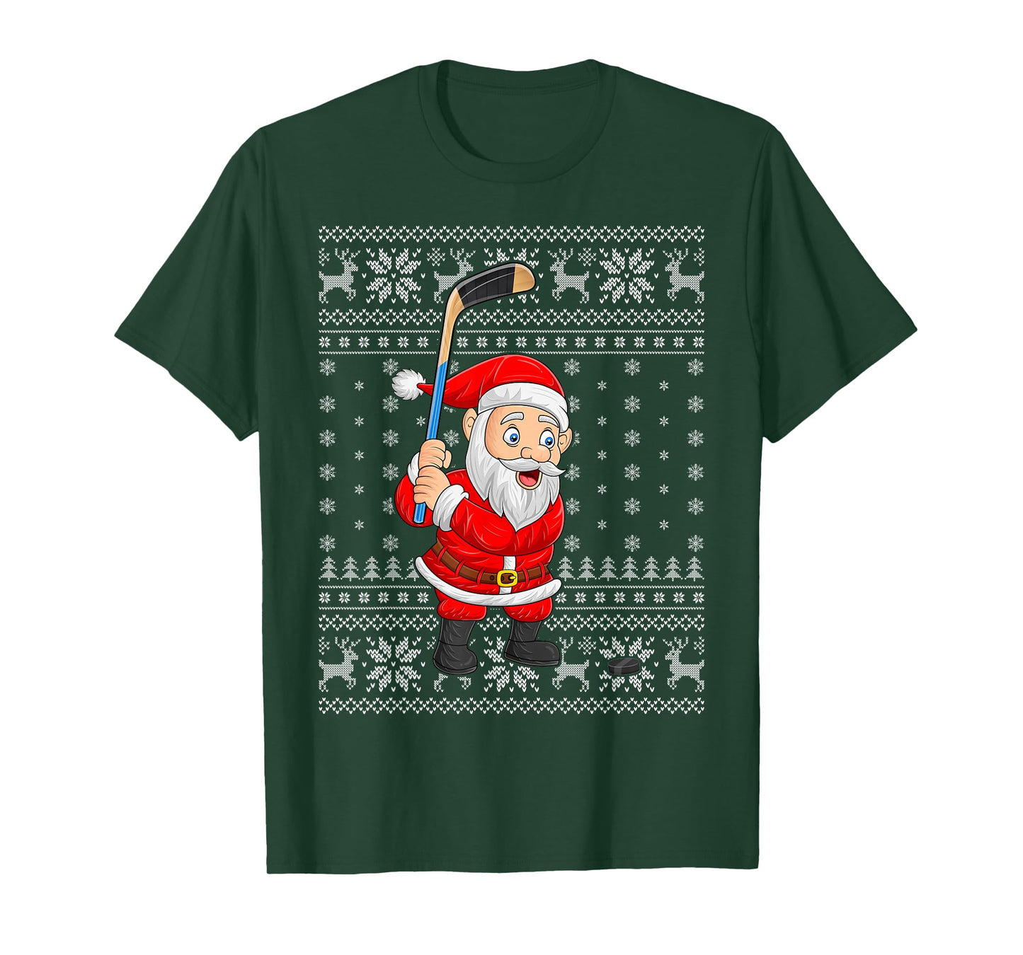 Santa Playing Ice Hockey Ugly Christmas Sweaters Xmas T-Shirt