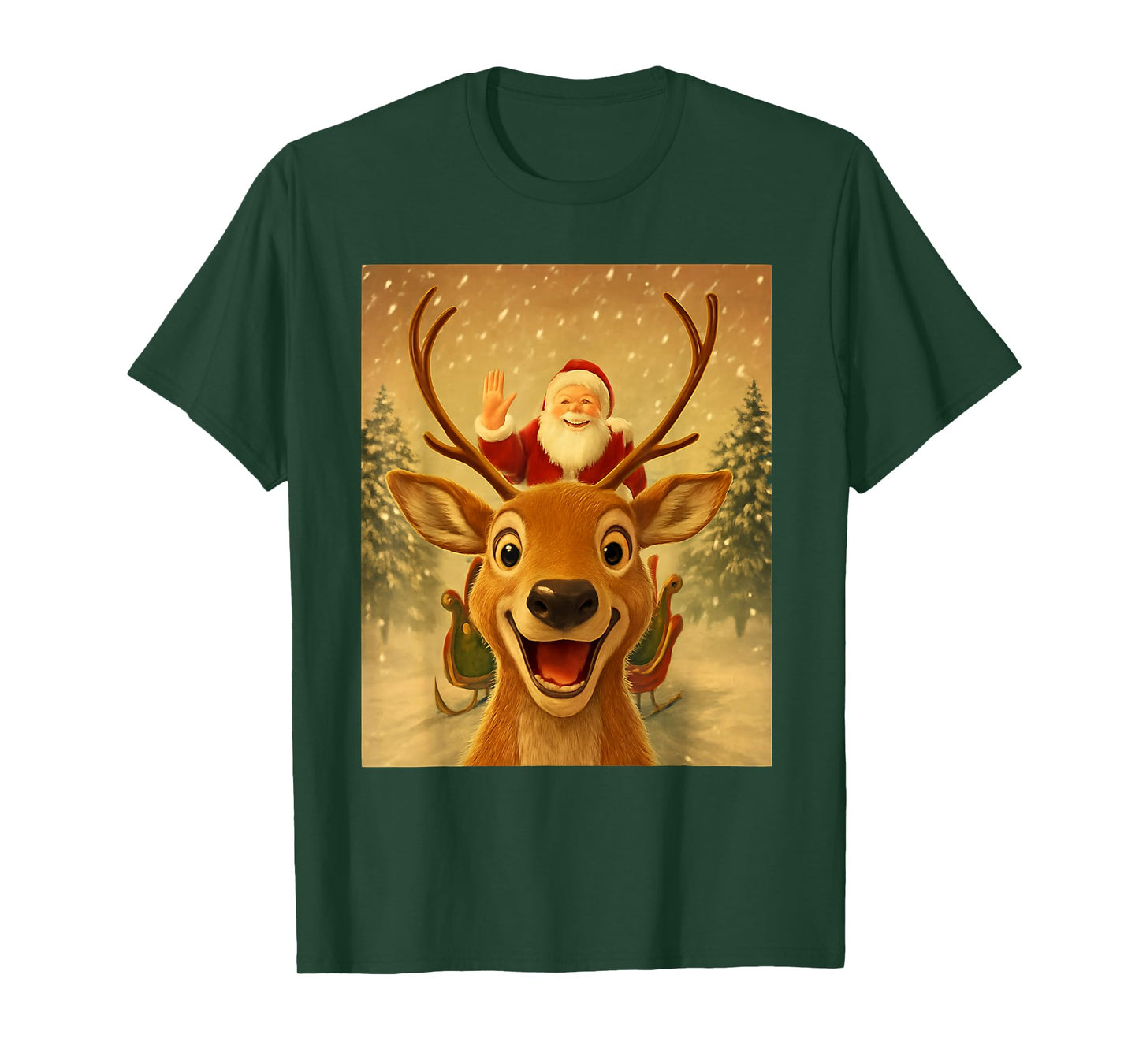 Funny Reindeer Selfie Santa Christmas for Men Women Kid T-Shirt