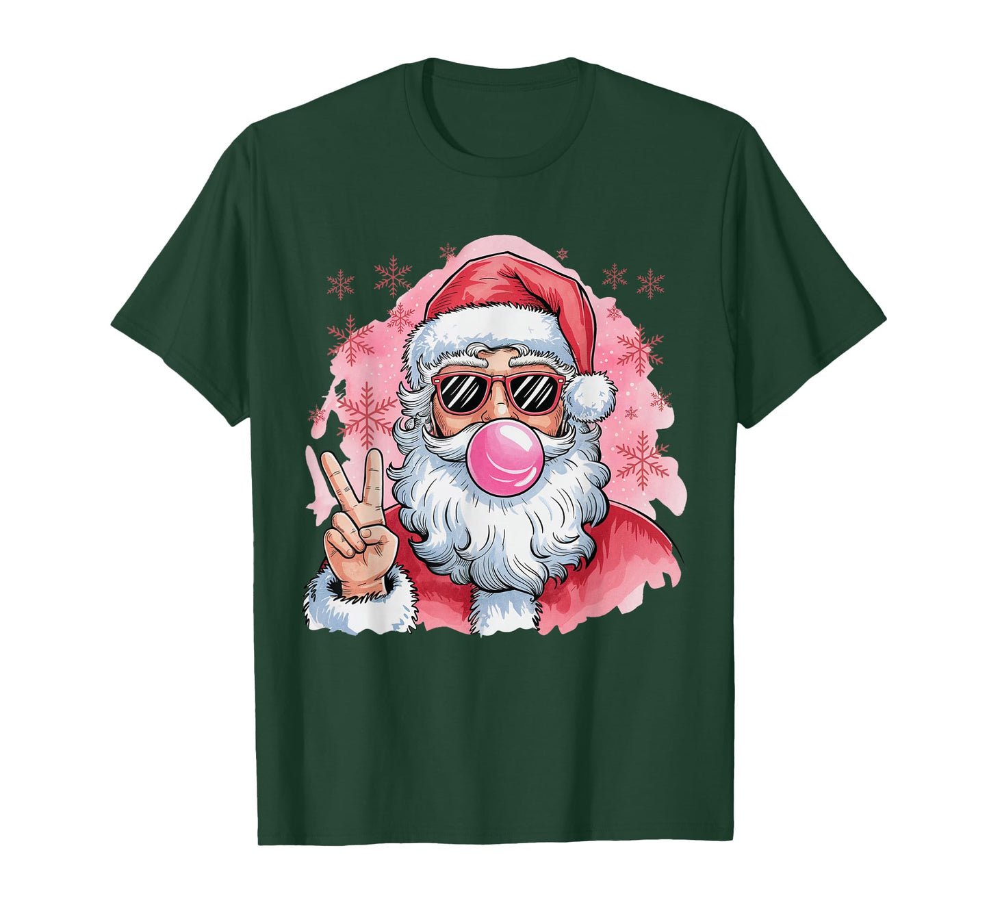 Santa Christmas Blowing Bubble Gum Pink Sunglasses Xmas Kids T-Shirt