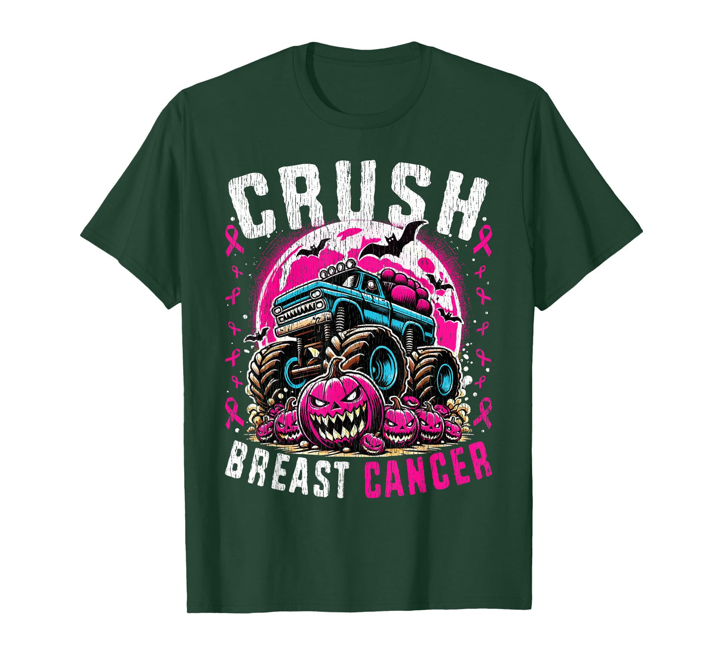 Breast Cancer Awareness Monster Truck Halloween Kids Toddler T-Shirt
