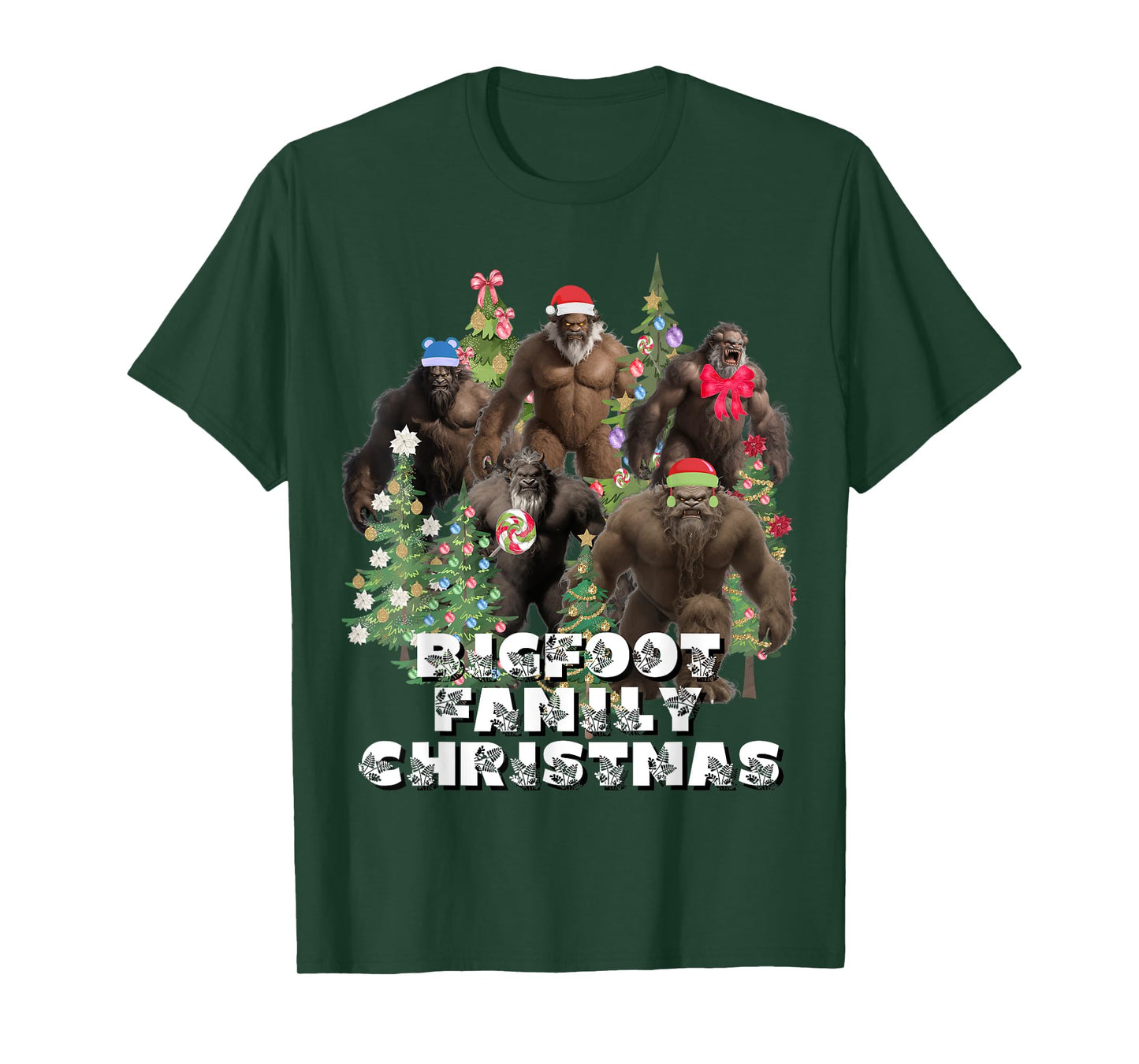 Bigfoot Family Christmas Funny Holiday Themed Gift T-Shirt