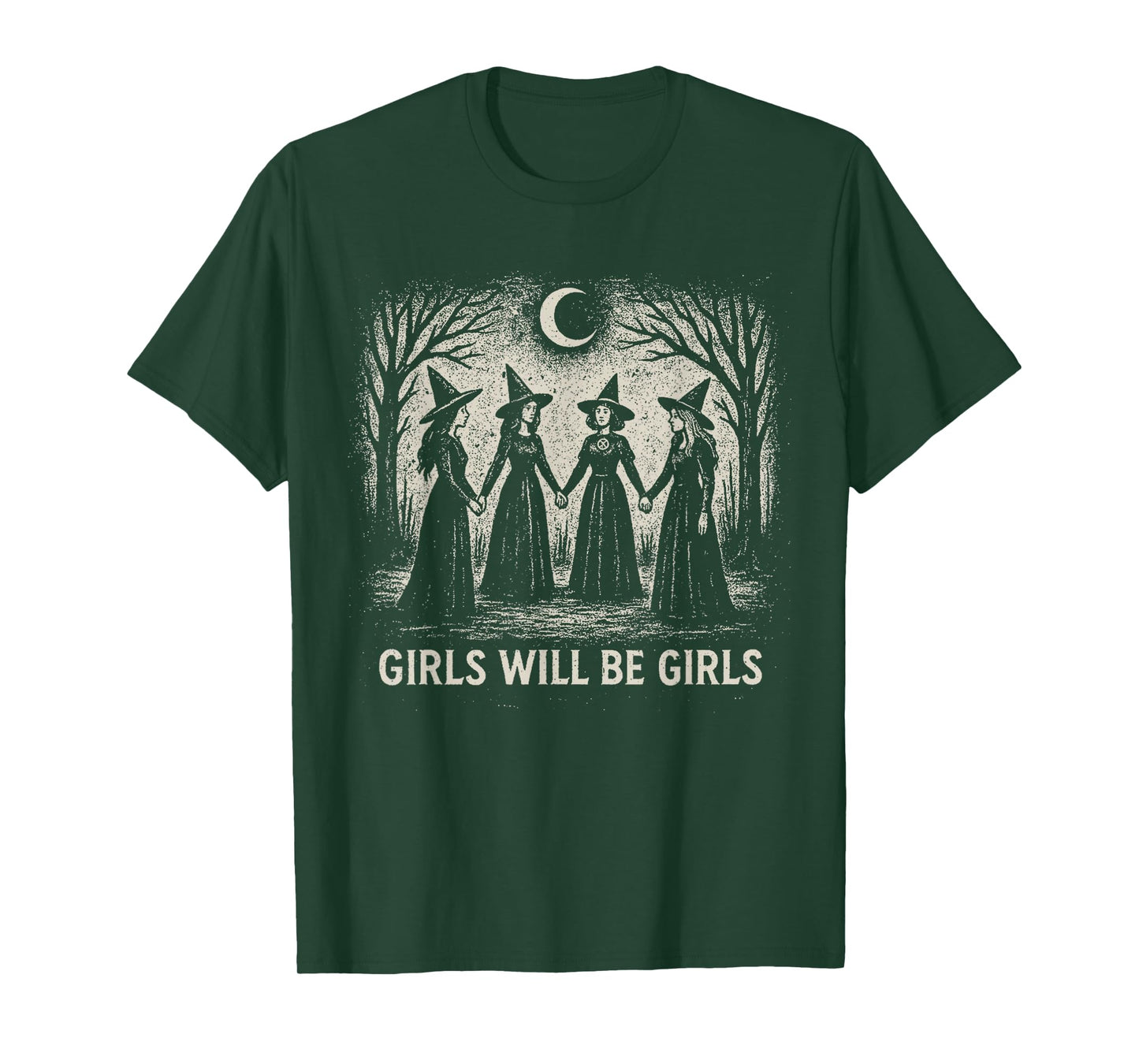 Girl Will Be Girls Witch Halloween Funny Witchy Spooky Women T-Shirt