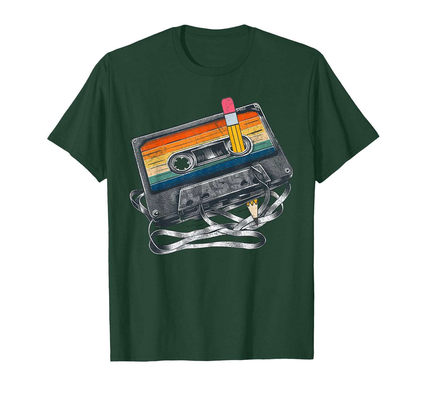 Retro 80s Cassette Tape Pencil 1980s Vintage Throwback Music T-Shirt