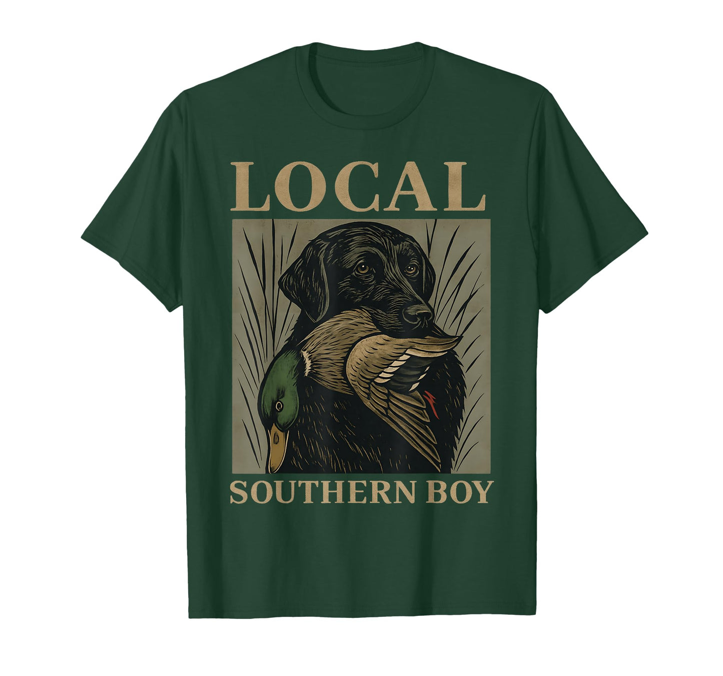 Local Southern Boy Duck Hunting Black Lab Dog Retro T-Shirt