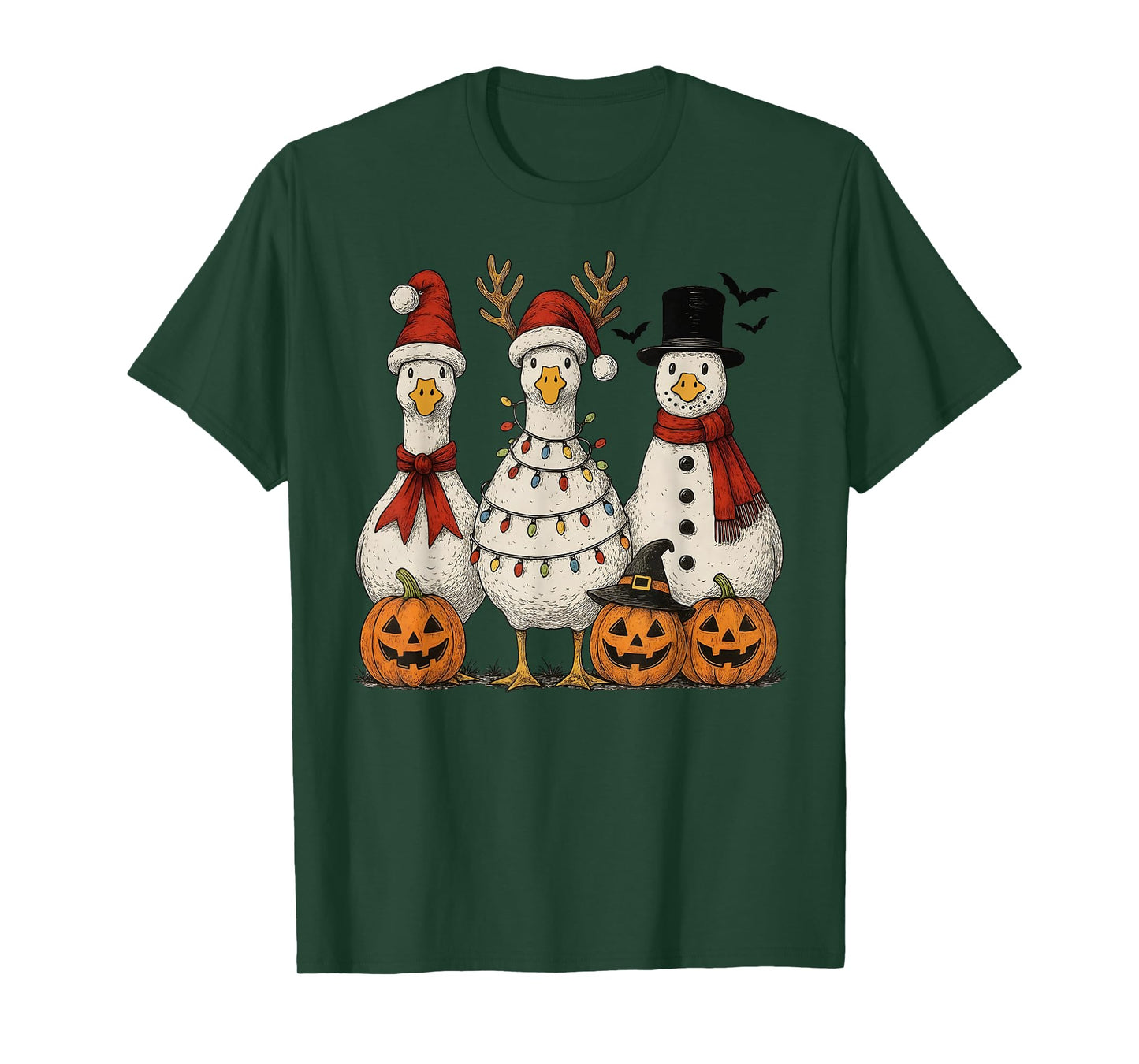 Vintage Christmas Goose Funny Santa Goose Xmas Light T-Shirt