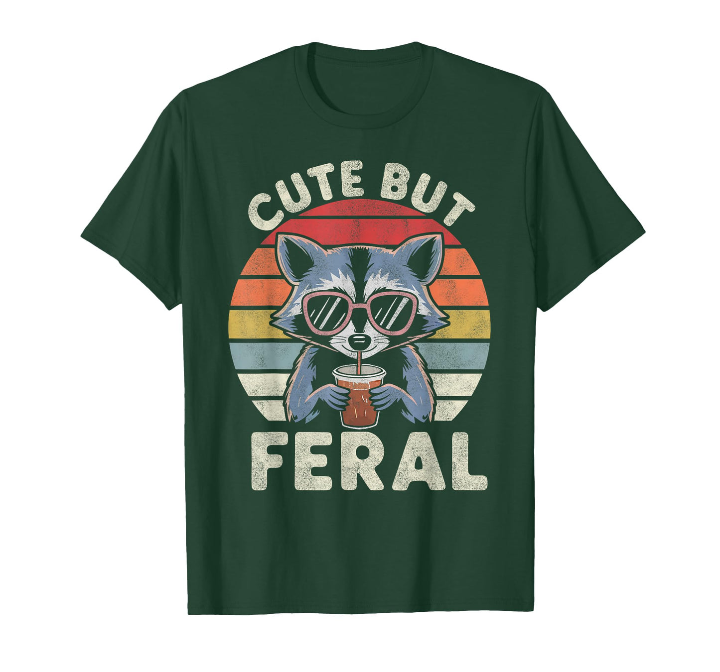 Cute But Feral Funny Racoon Sunglasses For Toddler Boys Kids T-Shirt