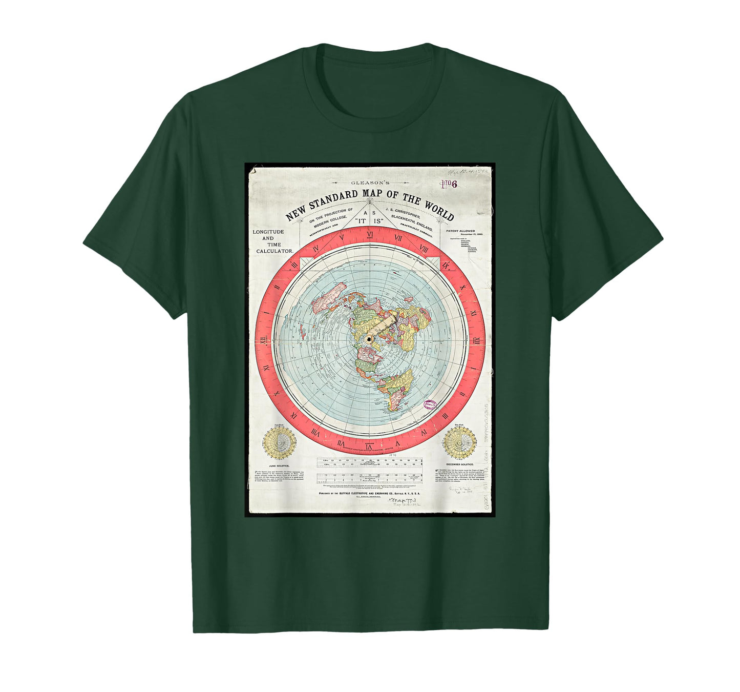 Gleason's new standard map of the world globe T-Shirt
