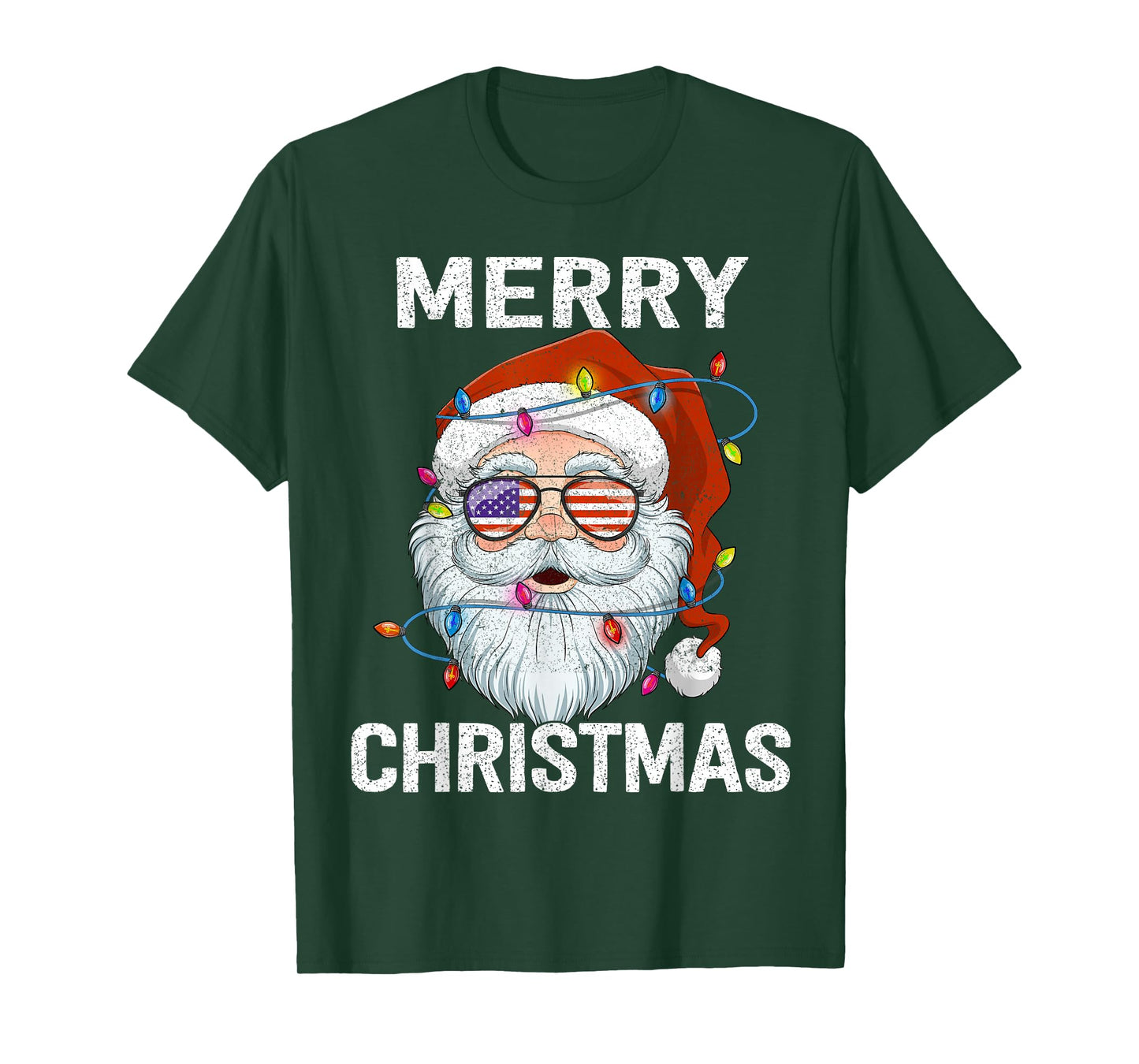 Merry Christmas Santa USA Flag Christmas Xmas Men Women T-Shirt