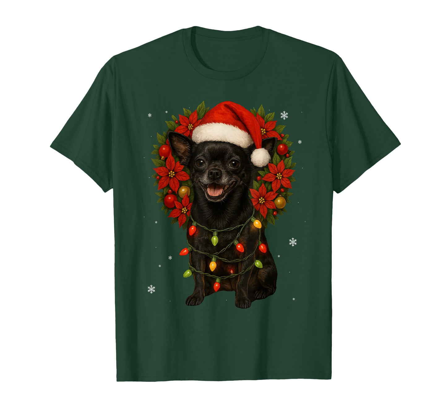 Christmas Chihuahua Dog Tree Mistletoe Wreath Xmas T-Shirt
