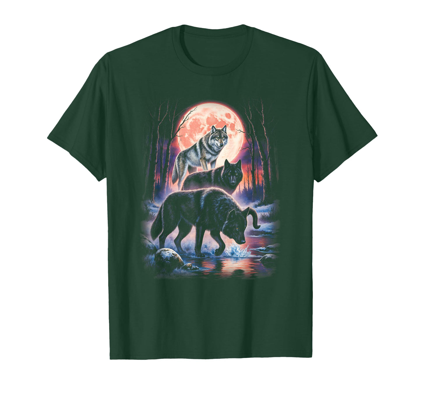 Wolf Howling at The Moon with Mystical Moon Vibes T-Shirt