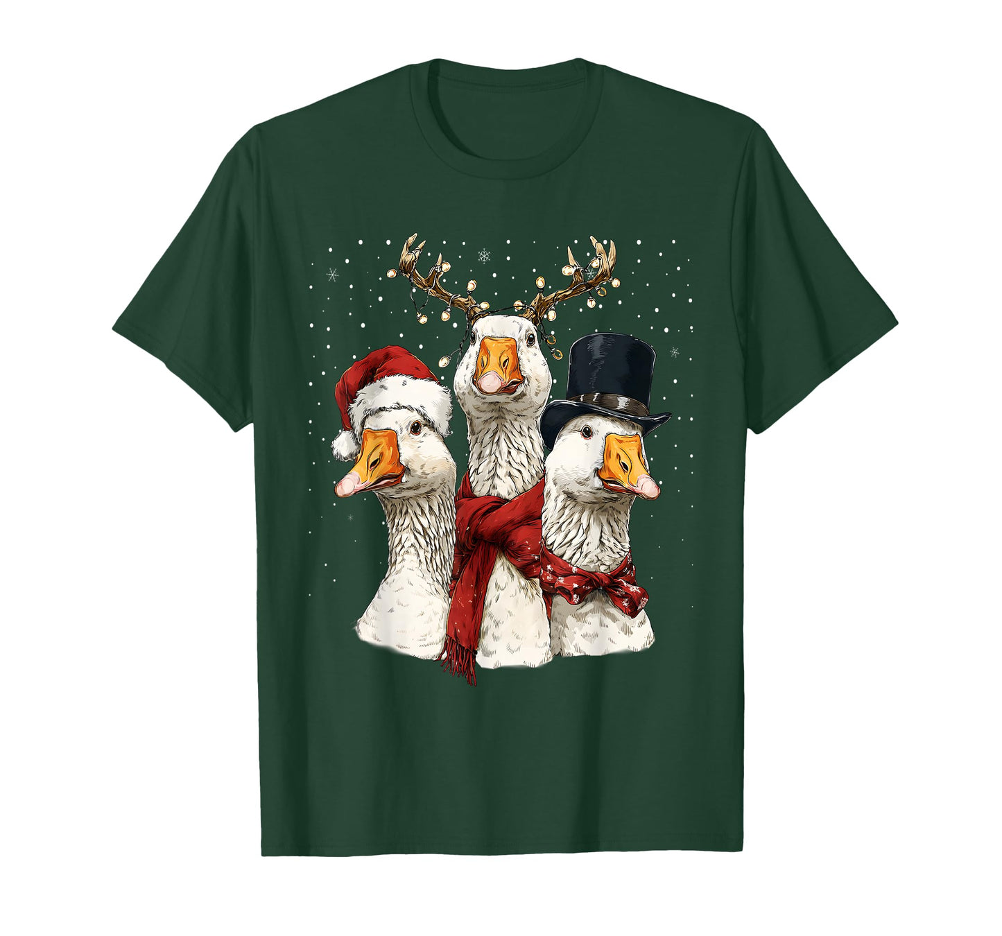Funny Christmas Goose Holiday Santa Hat T-Shirt