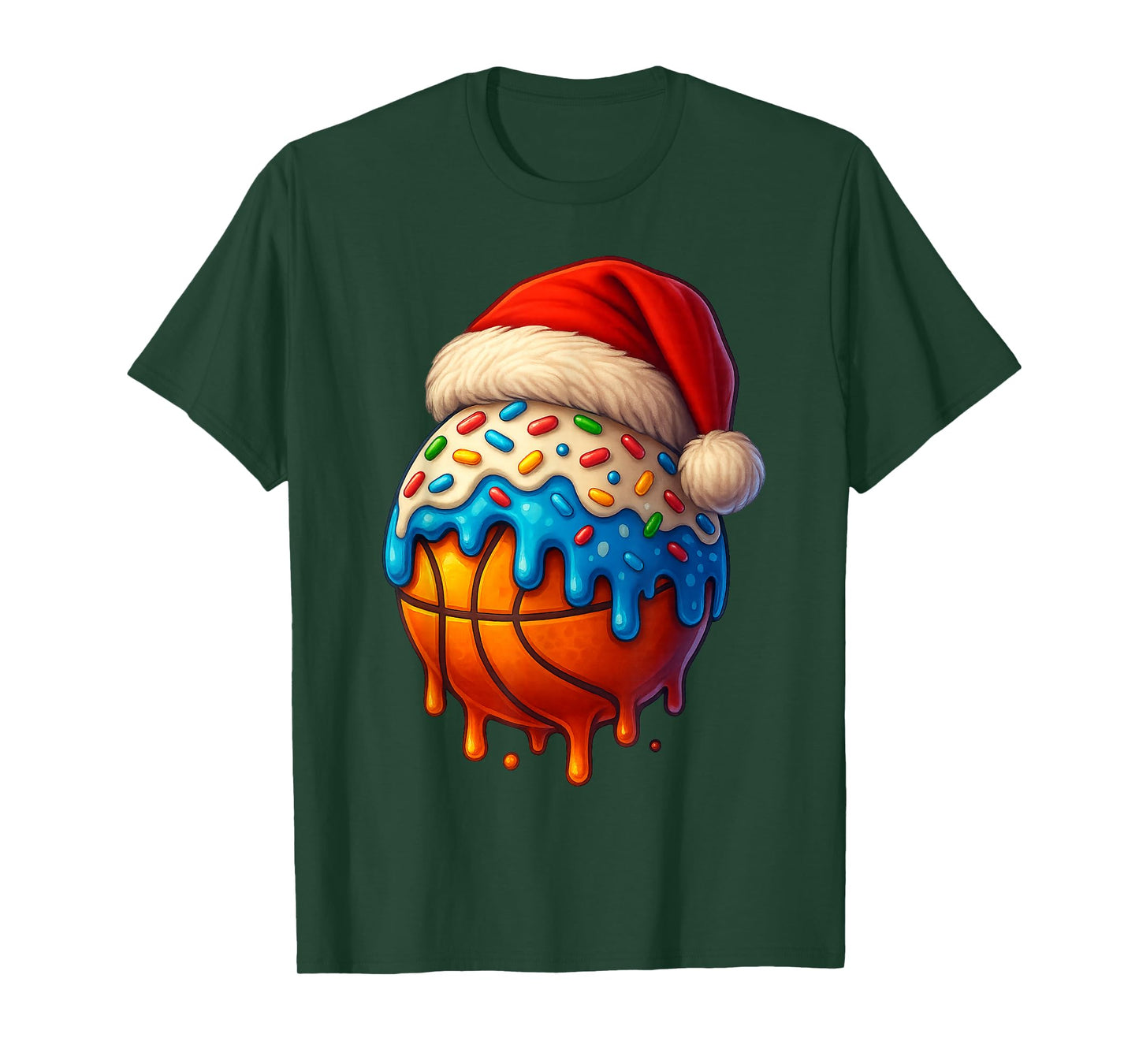 Christmas Ice Cream Boys Basketball Player American Flag T-Shirt