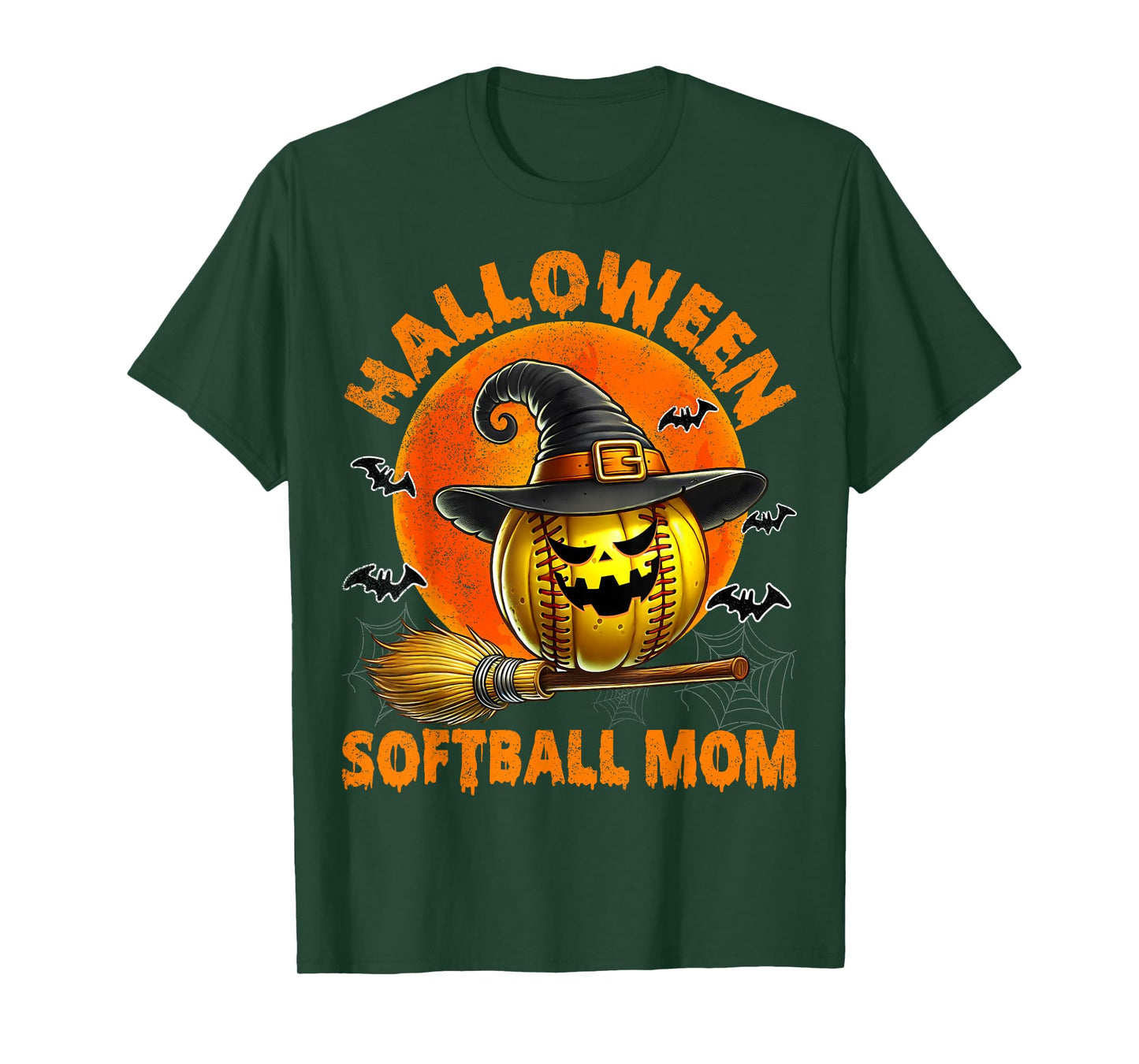 Halloween Softball Mom Spooky Halloween Pumpkin Softball Mom T-Shirt