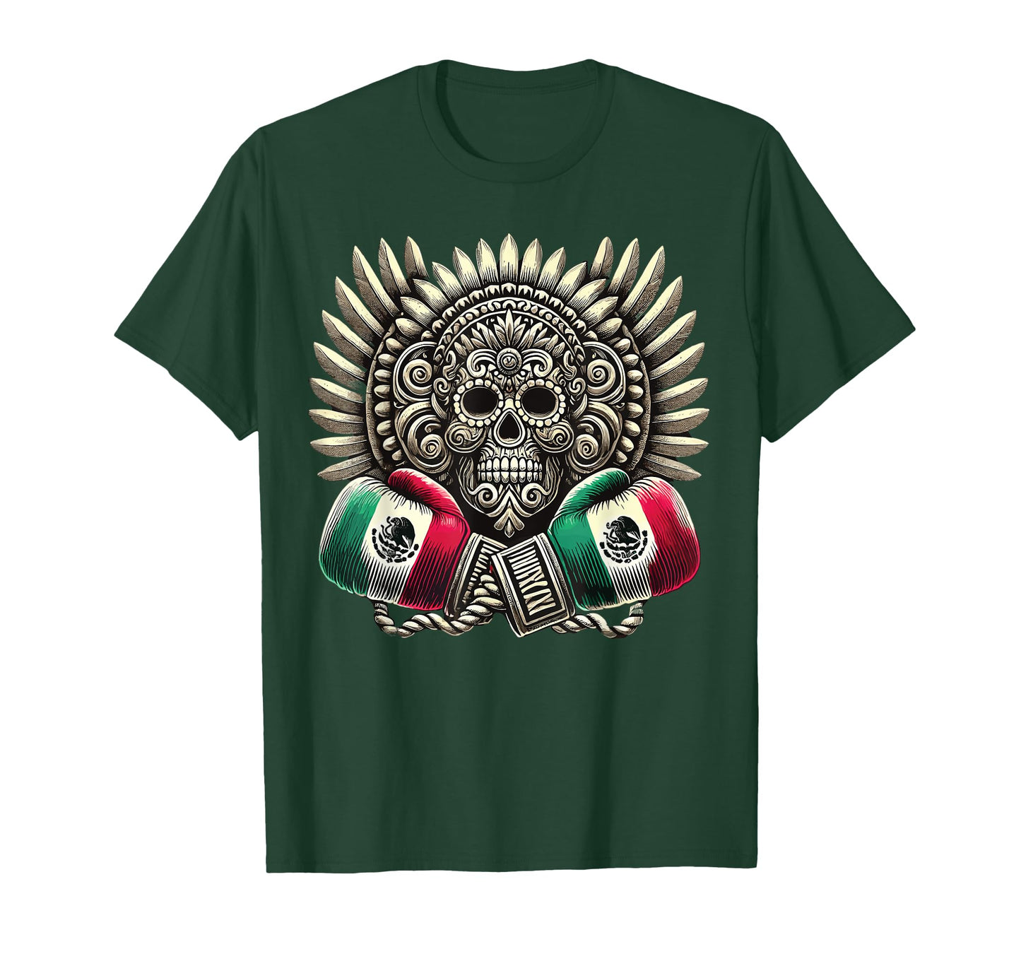 Aztec Mictlantecuhtli Mexican Pride Boxing T-Shirt