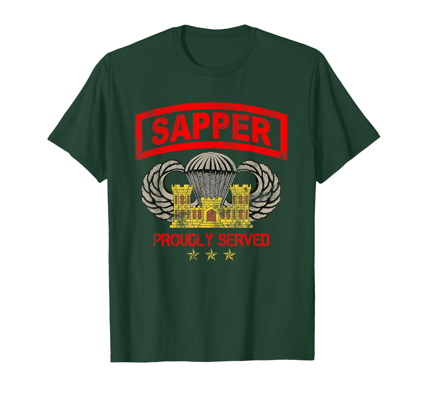 Sapper Combat Engineer Veteran Vintage USA Flag Men Women T-Shirt