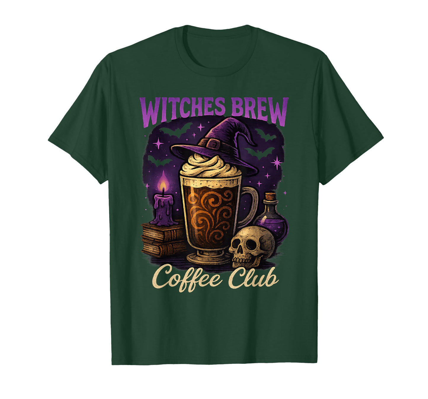 Witches Brew Coffee Club Halloween Witch Hat Latte Design T-Shirt