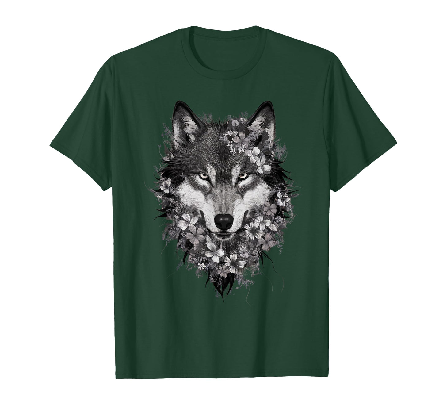Floral Wolf Vintage Flowers Wolf Face for Wolves Lover T-Shirt