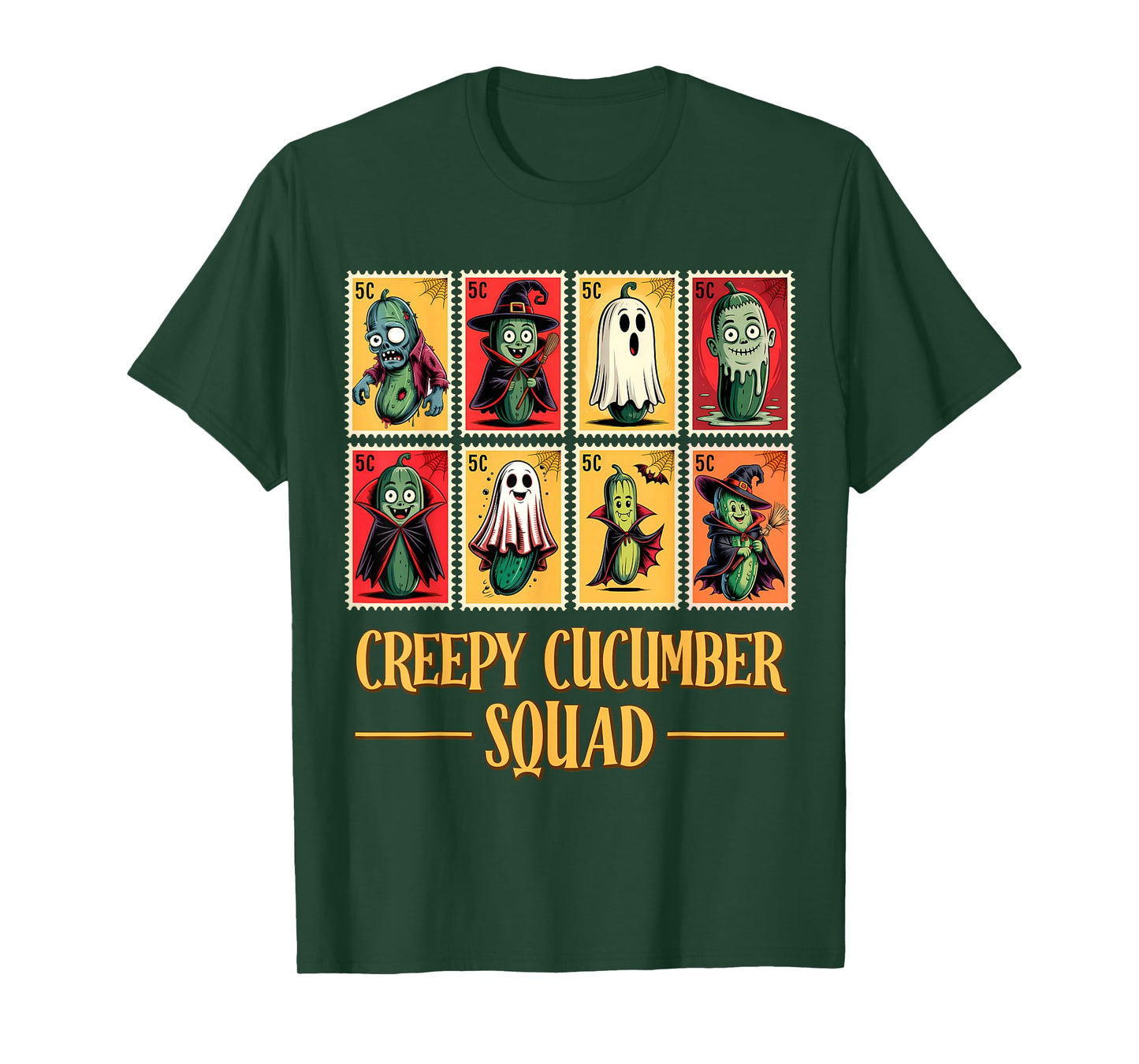 Creepy Cucumber Squad – Funny Halloween Stamp Men Women Kids T-Shirt