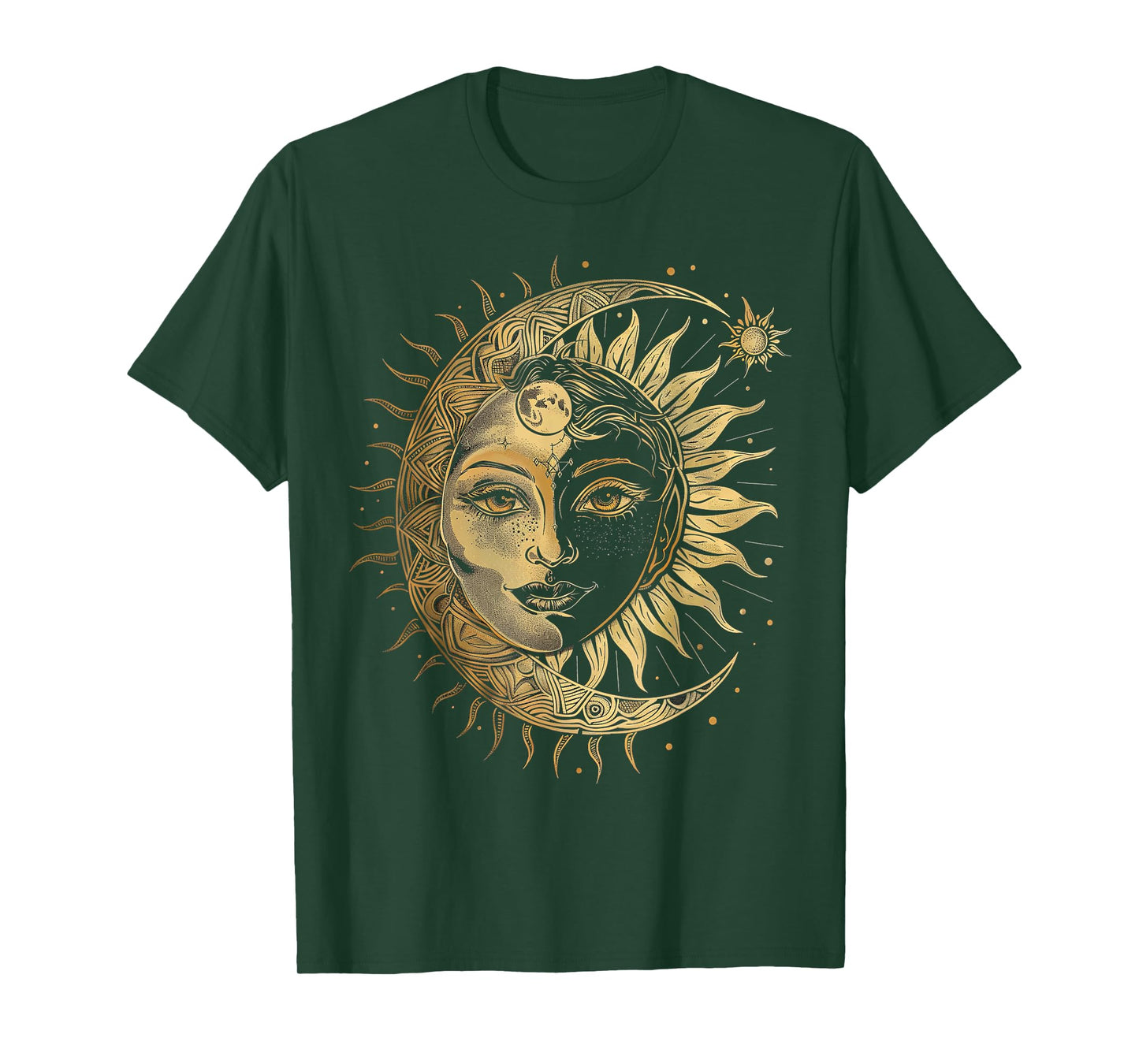 mystic sun and moon woman mystical flowers aesthetic T-Shirt