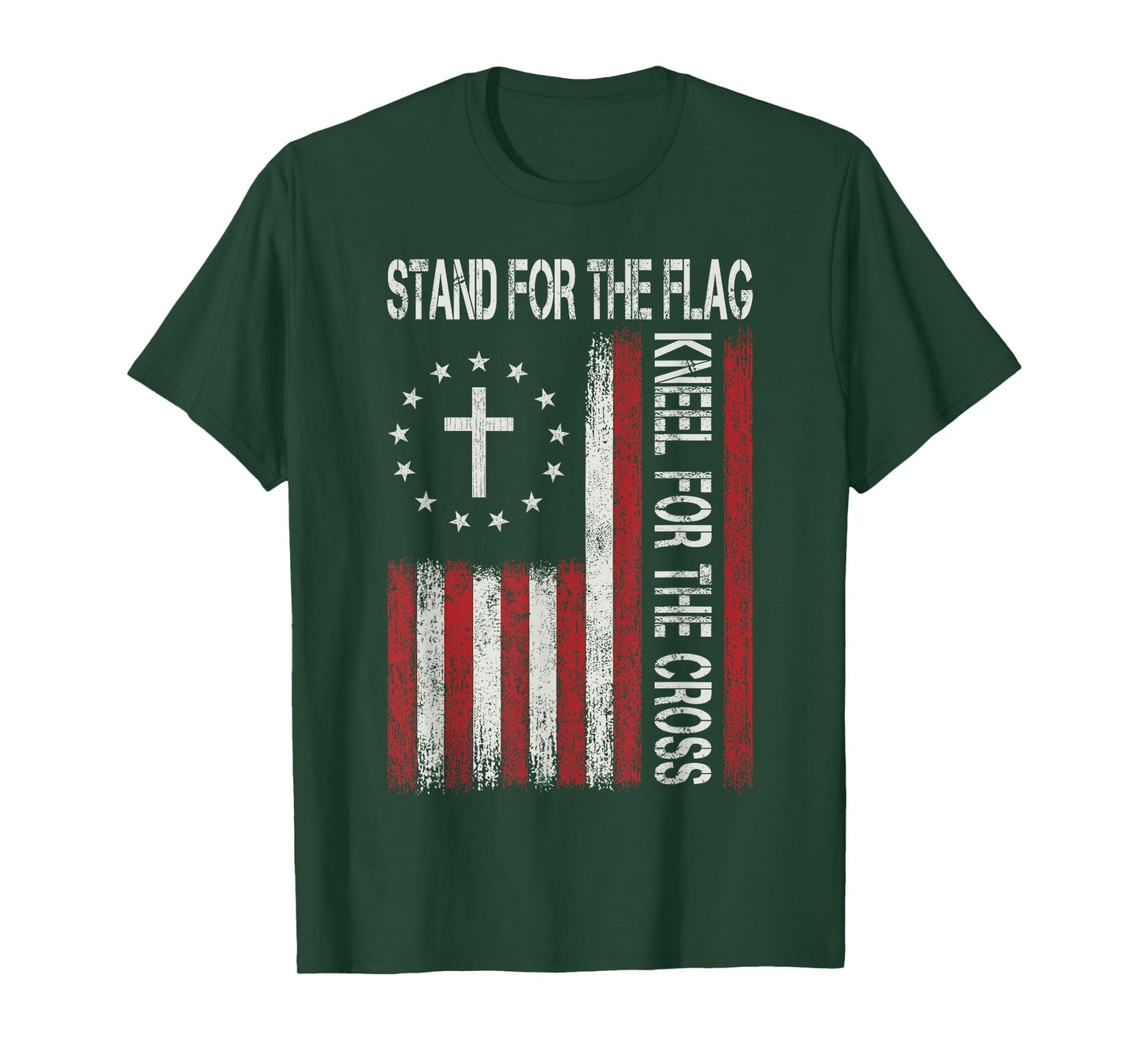Stand For The Flag Kneel For The Cross Jesus Christian Faith T-Shirt