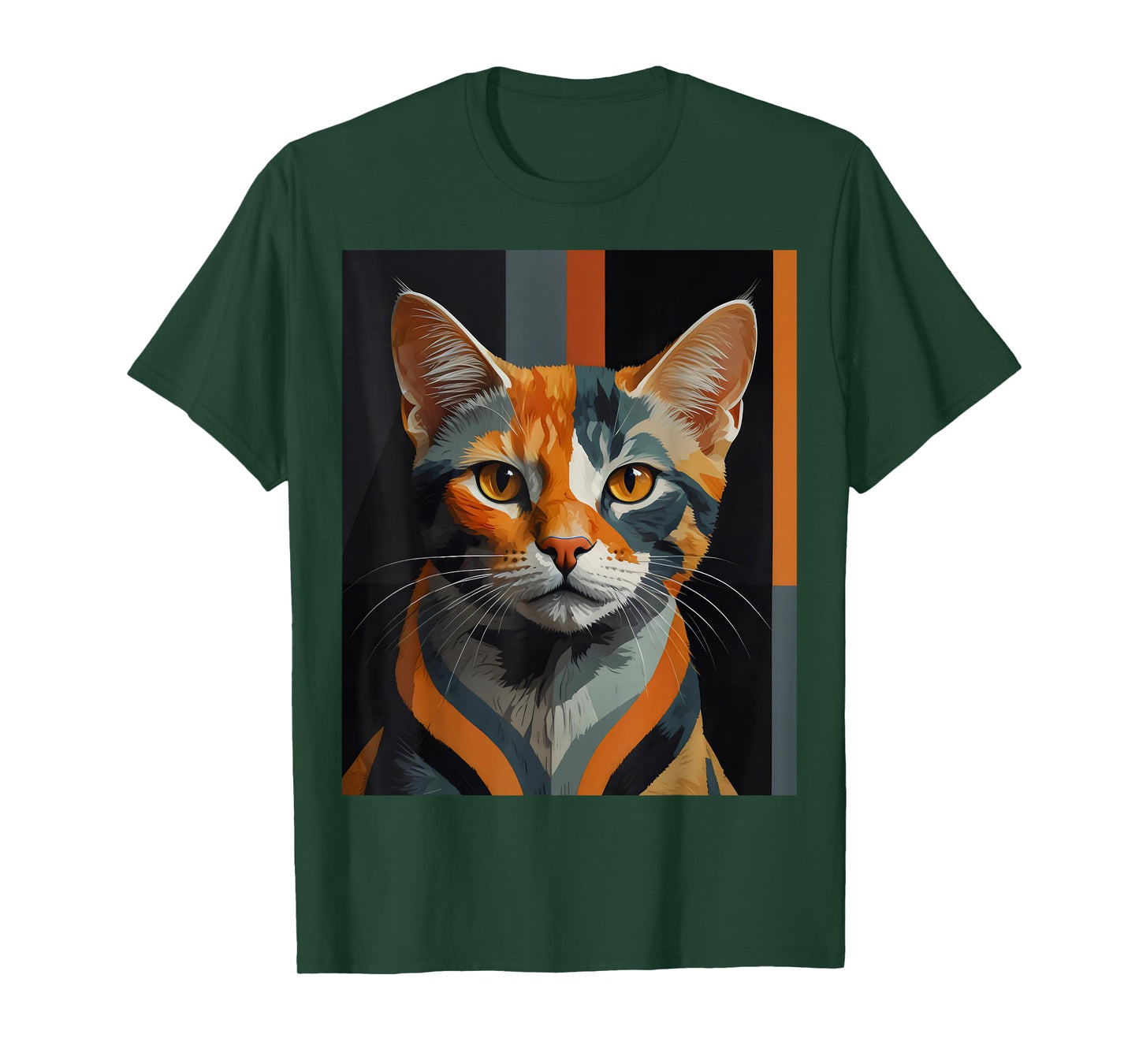 Geometric Feline Cat Abstract Cat Art For Cat Artwork Lovers T-Shirt