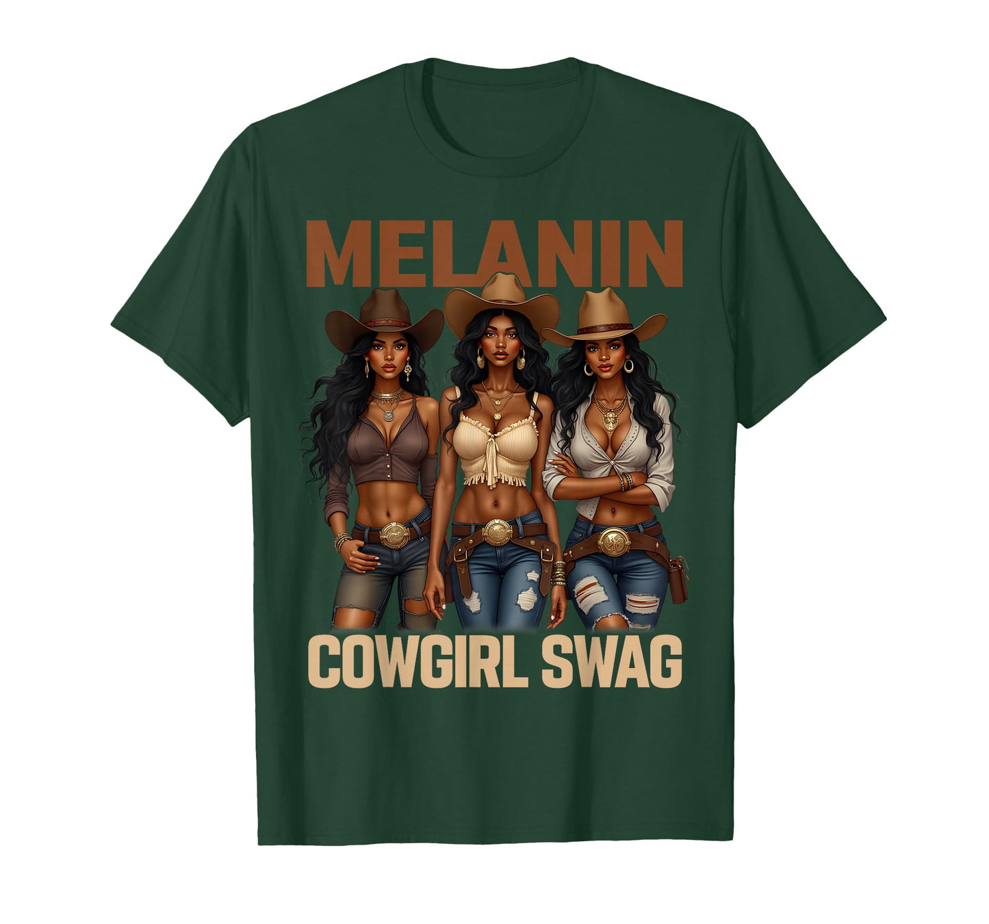 African Melanin Cowgirl Swag, Melanin Cowgirls Black BHM T-Shirt