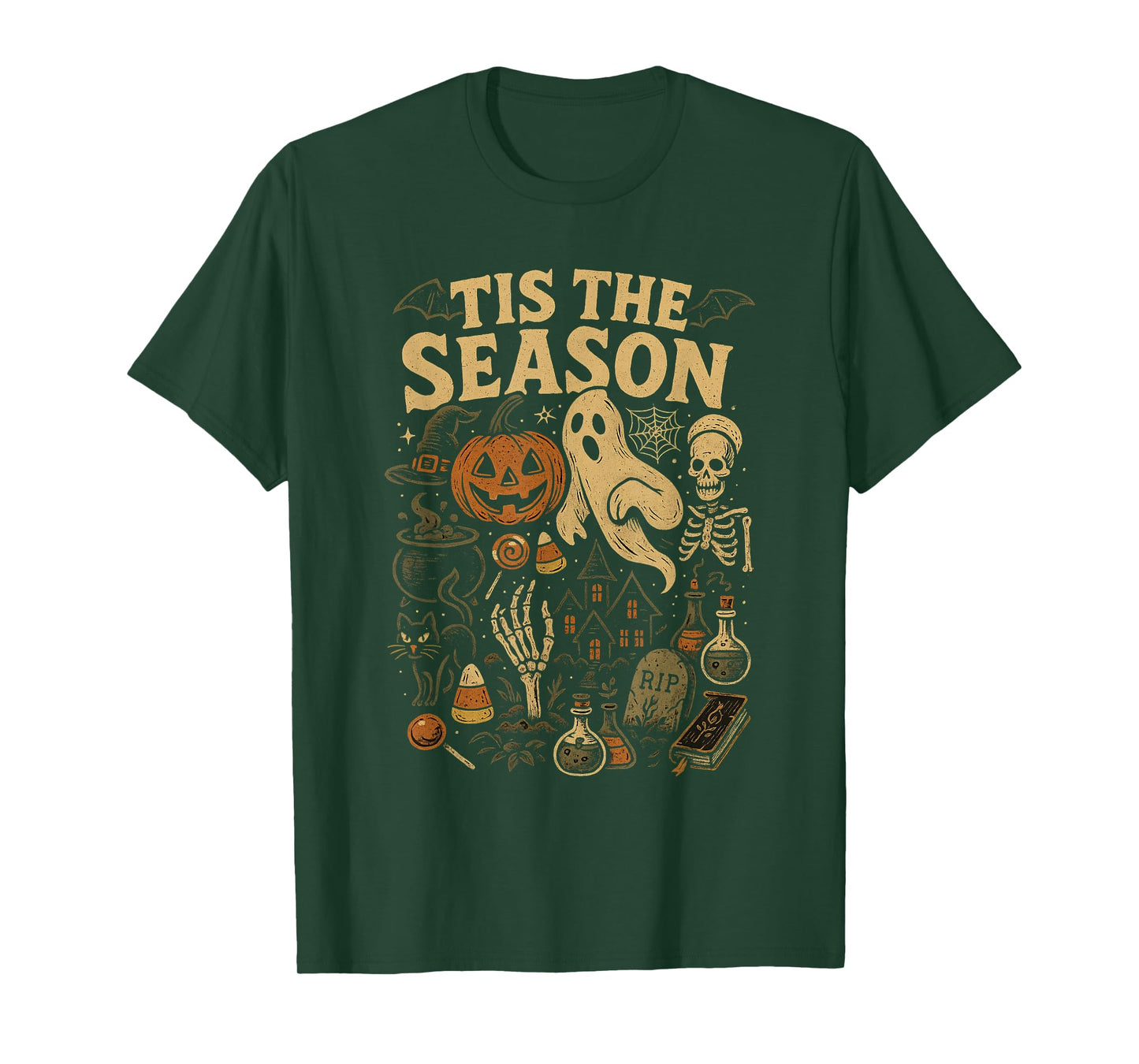 Tis The Season Halloween Retro Ghost Pumpkin Witch T-Shirt