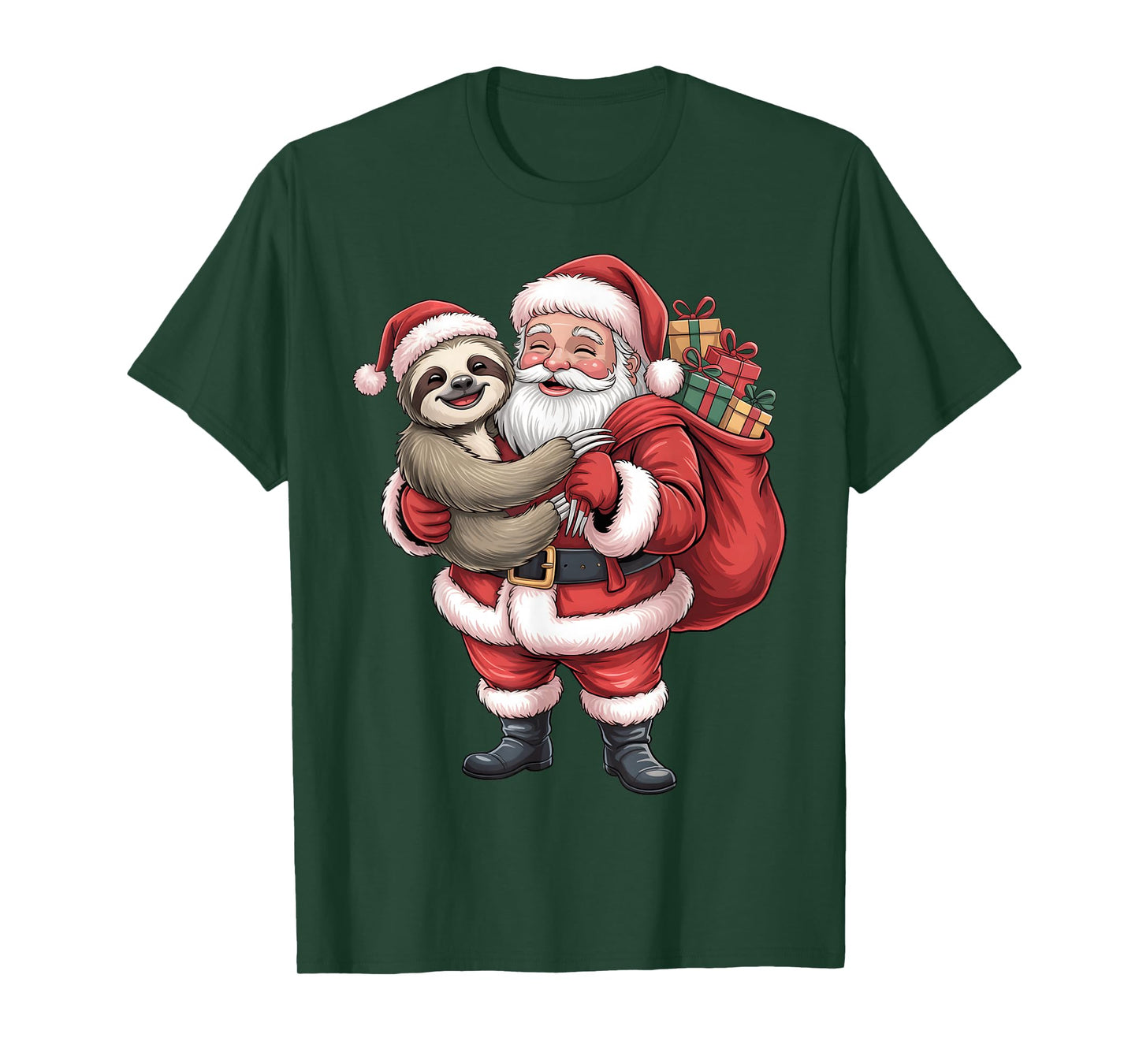 Cute Sloth Santa Christmas Holiday Cartoon Funny Sloth Gifts T-Shirt