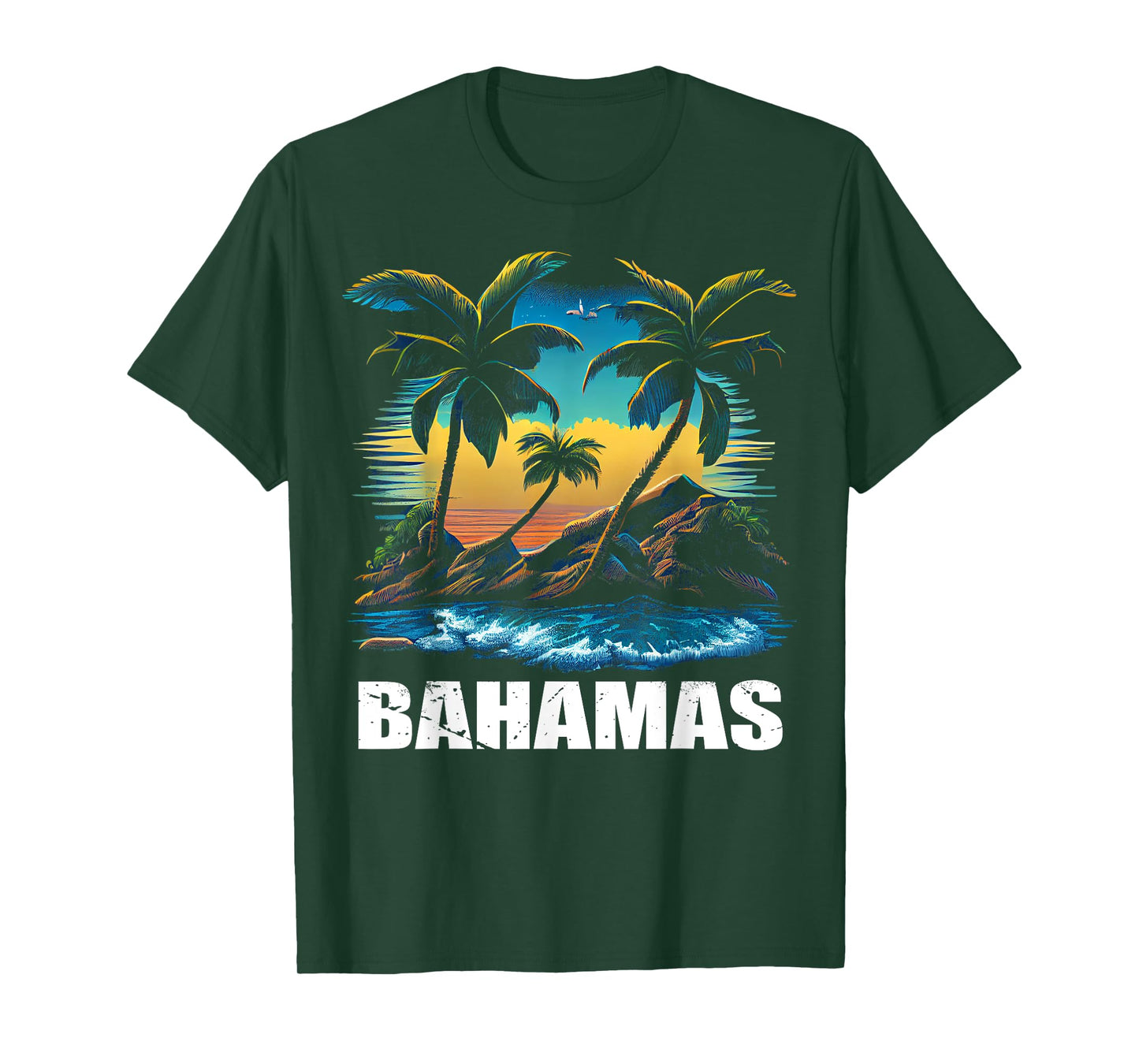 Retro Bahamas Sunset Vintage Vacation Souvenir T-Shirt