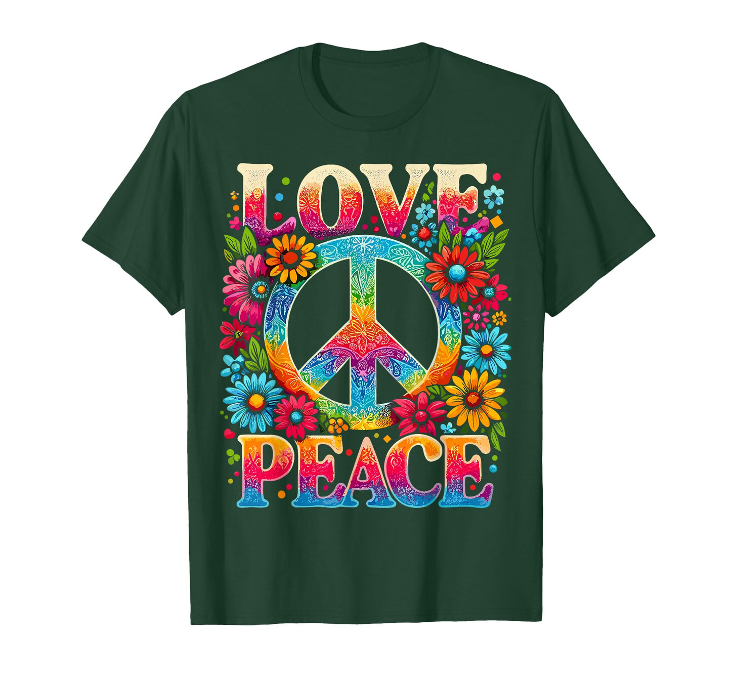 Peace Sign Love 60s 70s Tie Dye Hippie T-Shirt