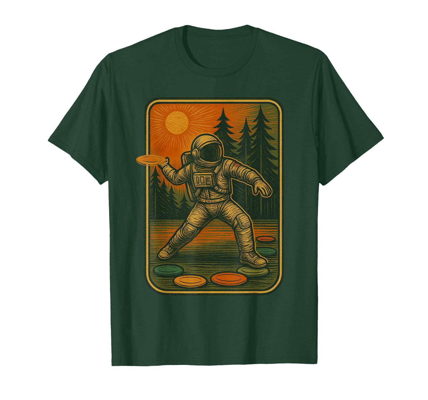 Disc Golf Astronaut Vintage Funny Astronaut Disc Golf T-Shirt
