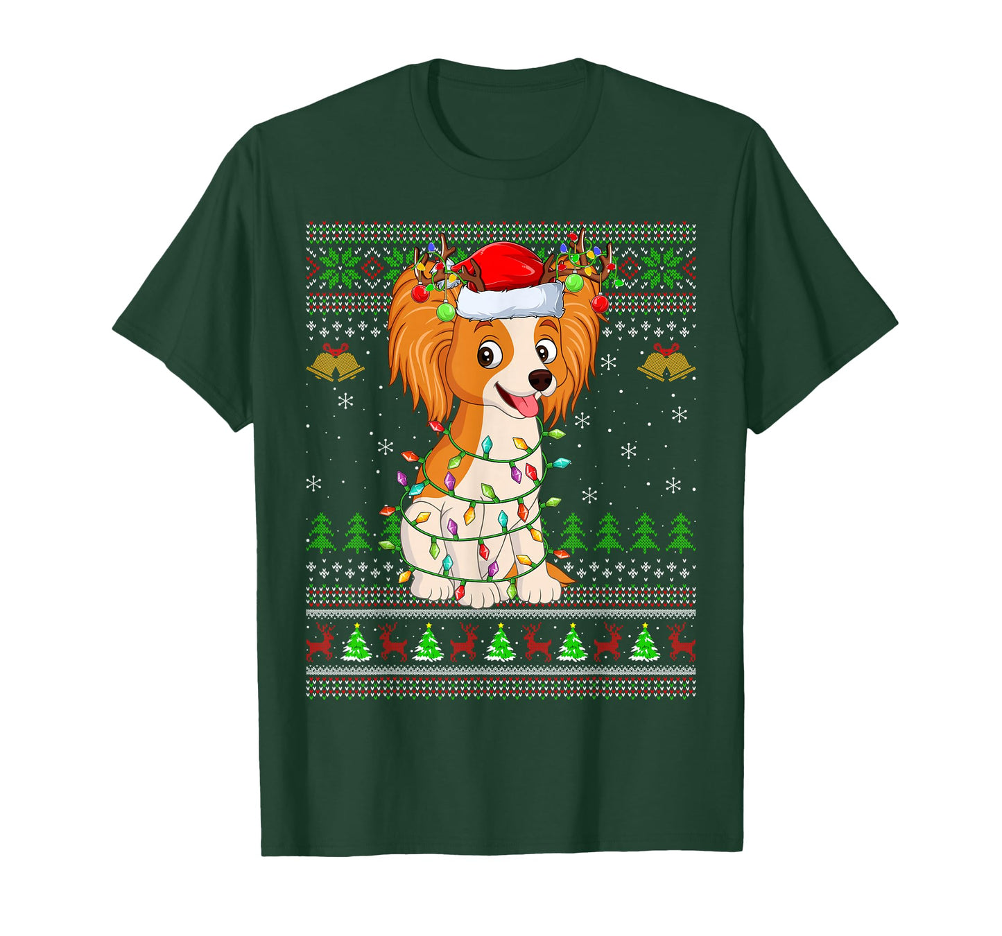 Papillon Dog Ugly Christmas Sweaters Holiday Santa Xmas T-Shirt