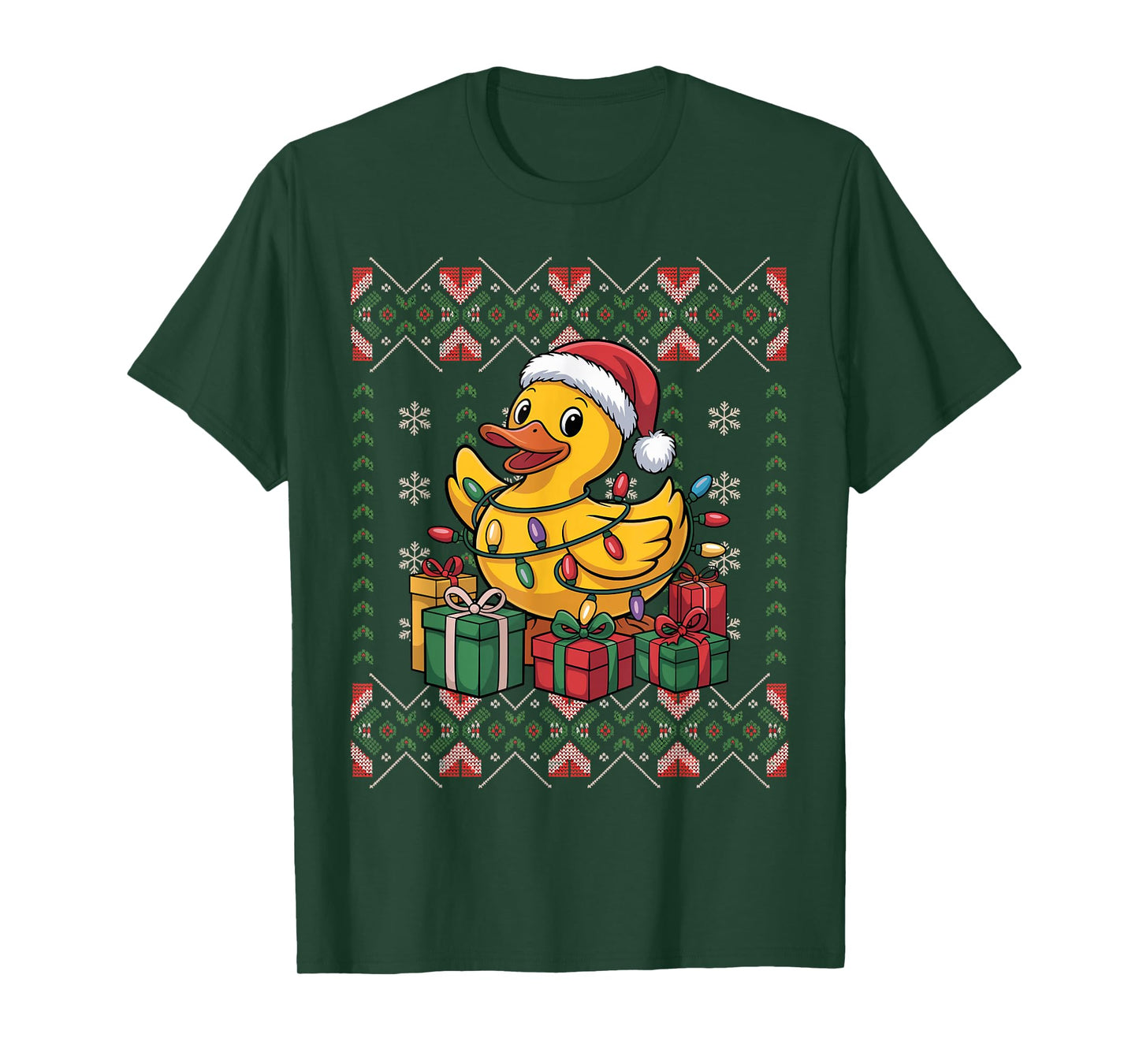 Santa Rubber Duck Christmas Ugly Sweater Funny Holiday T-Shirt