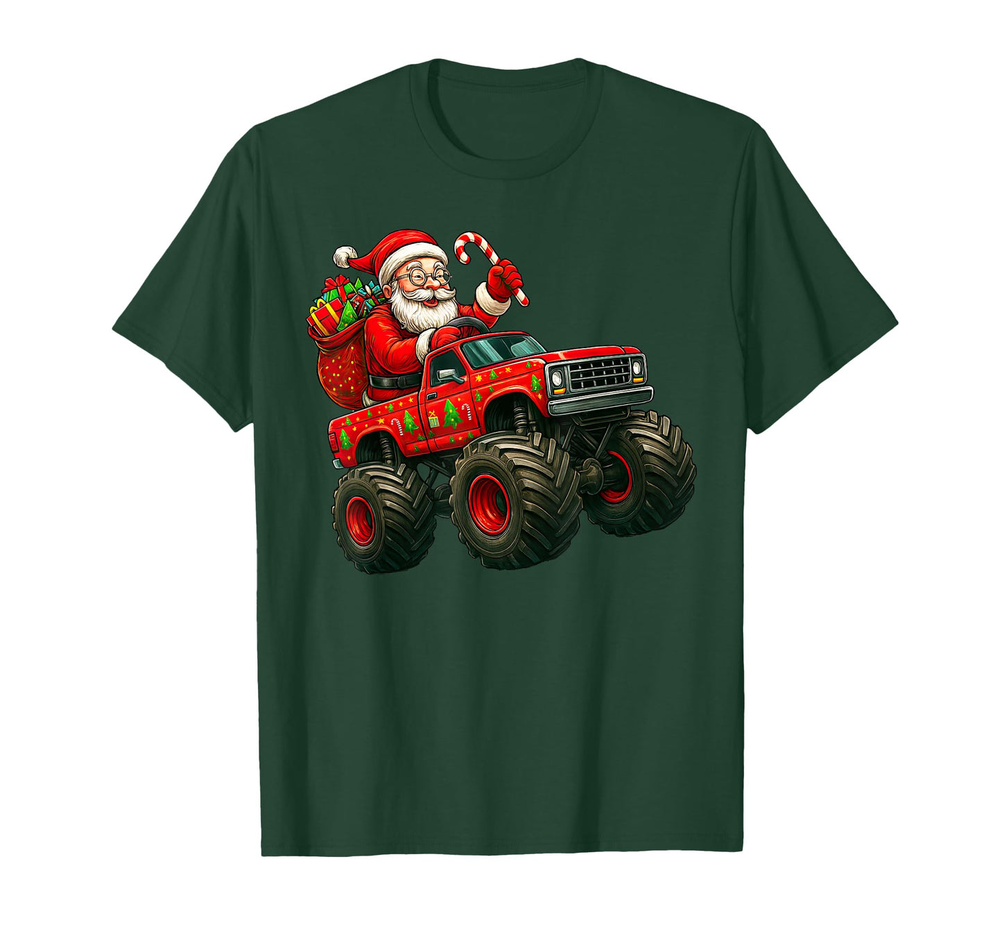 Santa Claus Driving a Big Christmas Truck T-Shirt