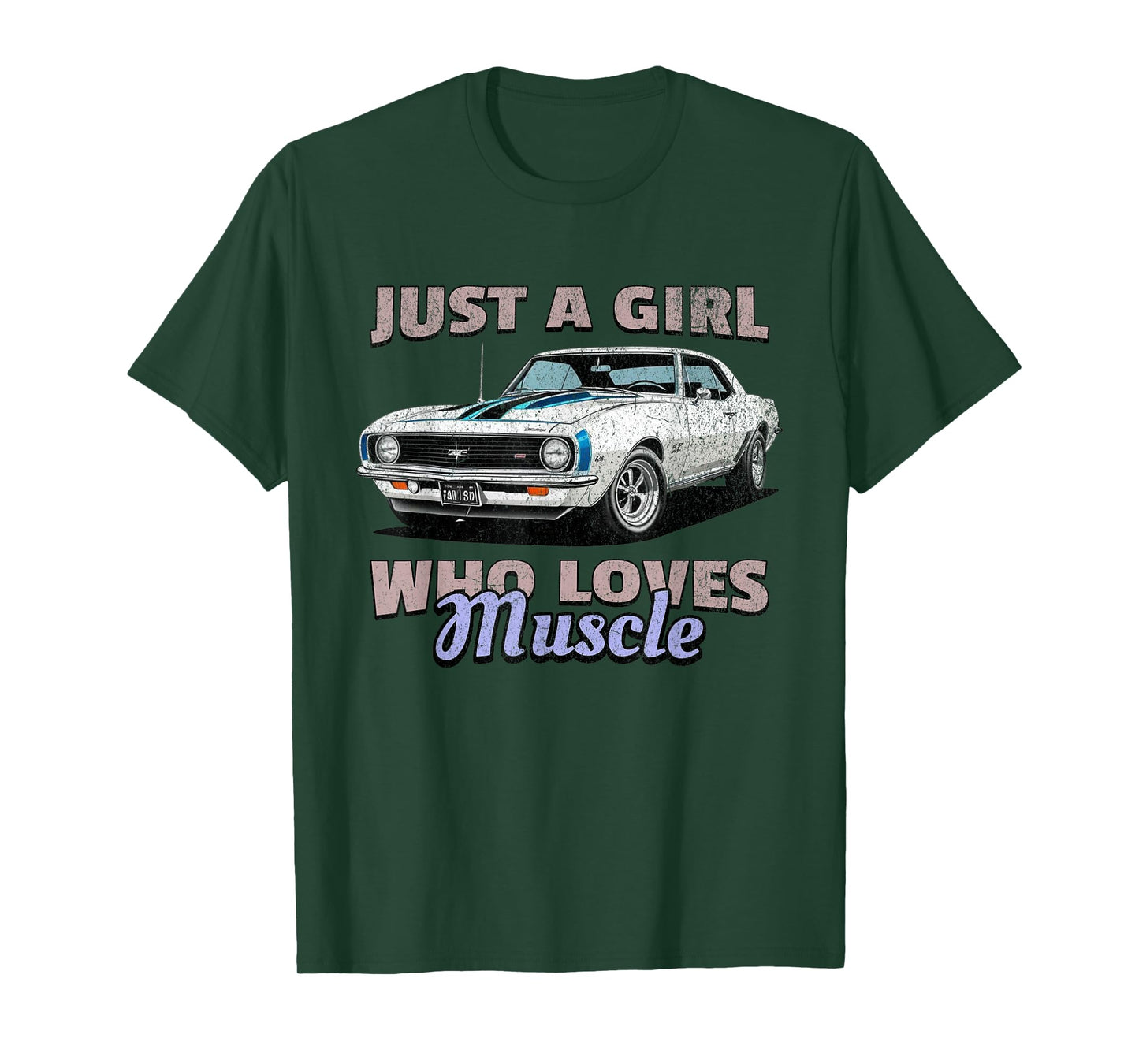 Just A Girl Who Loves Muscle Cars, Retro American Muscle Car T-Shirt