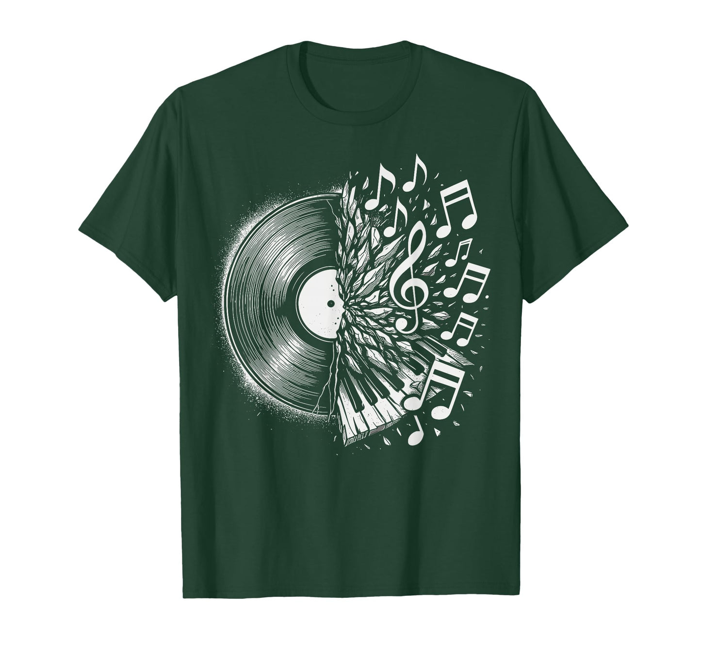 Vinyl Record Music Notes Retro Piano T-Shirt