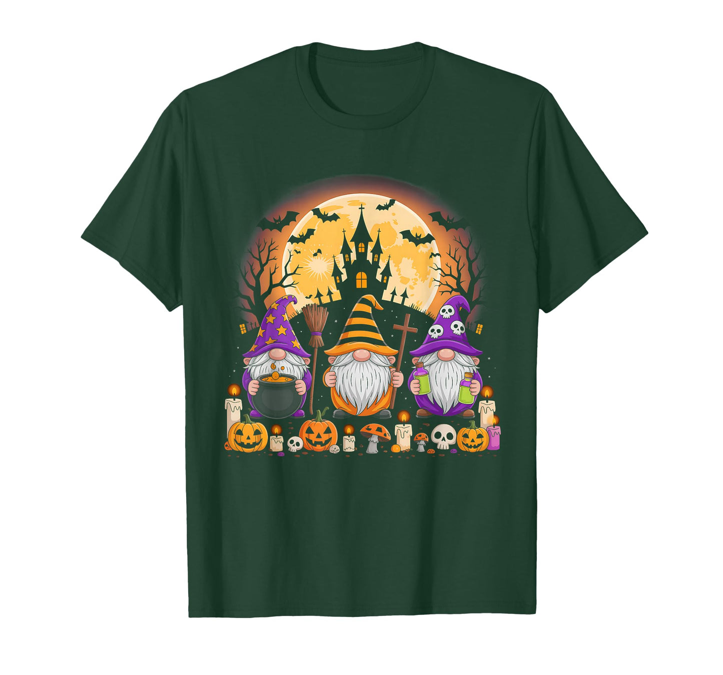 Funny Gnome Witch Pumpkin Autumn Fall Halloween T-Shirt